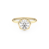 Round Cut 1.5 Carat Bezel Moissanite Solitaire Ring – Pave Setting in Gold 7