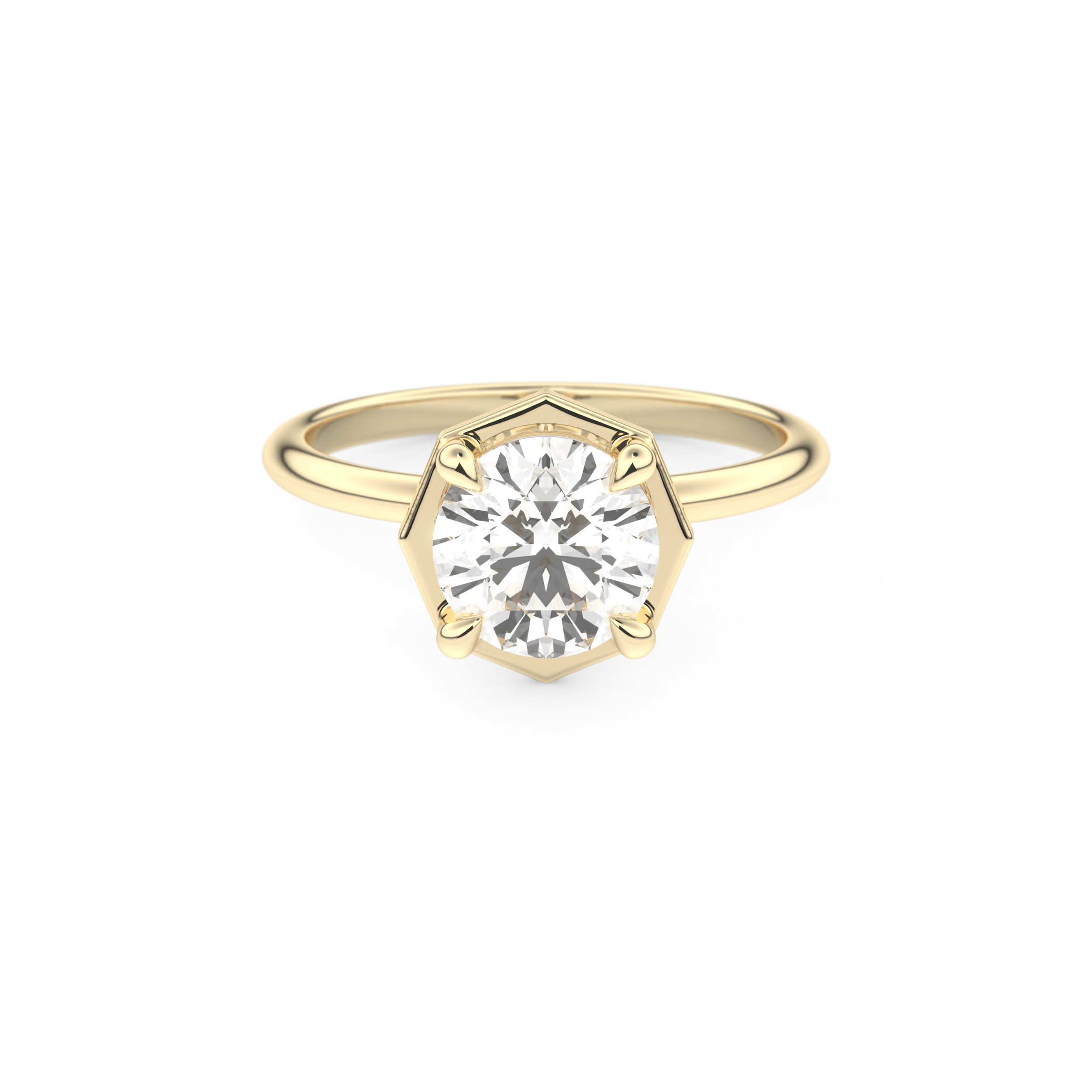 Round Cut 1.5 Carat Bezel Moissanite Solitaire Ring – Pave Setting in Gold 7