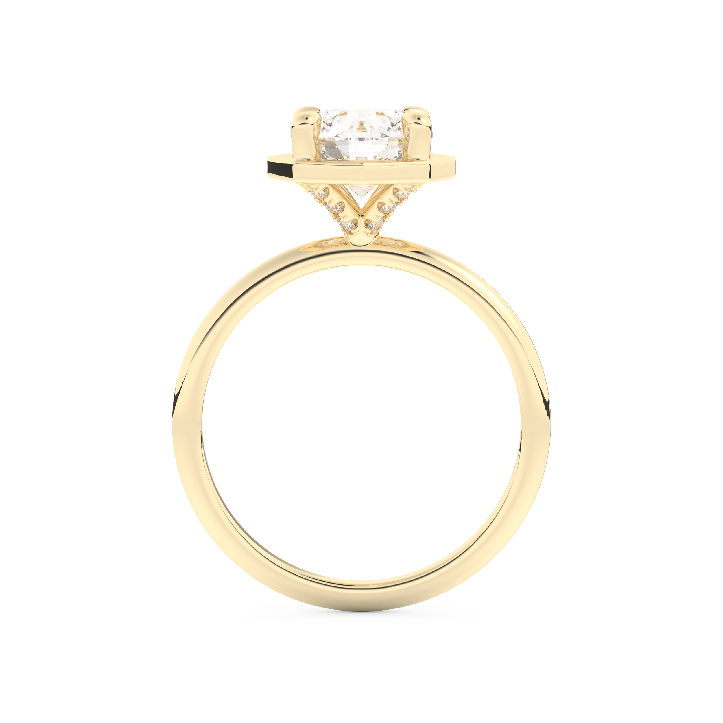 Round Cut 1.5 Carat Bezel Moissanite Solitaire Ring – Pave Setting in Gold 11