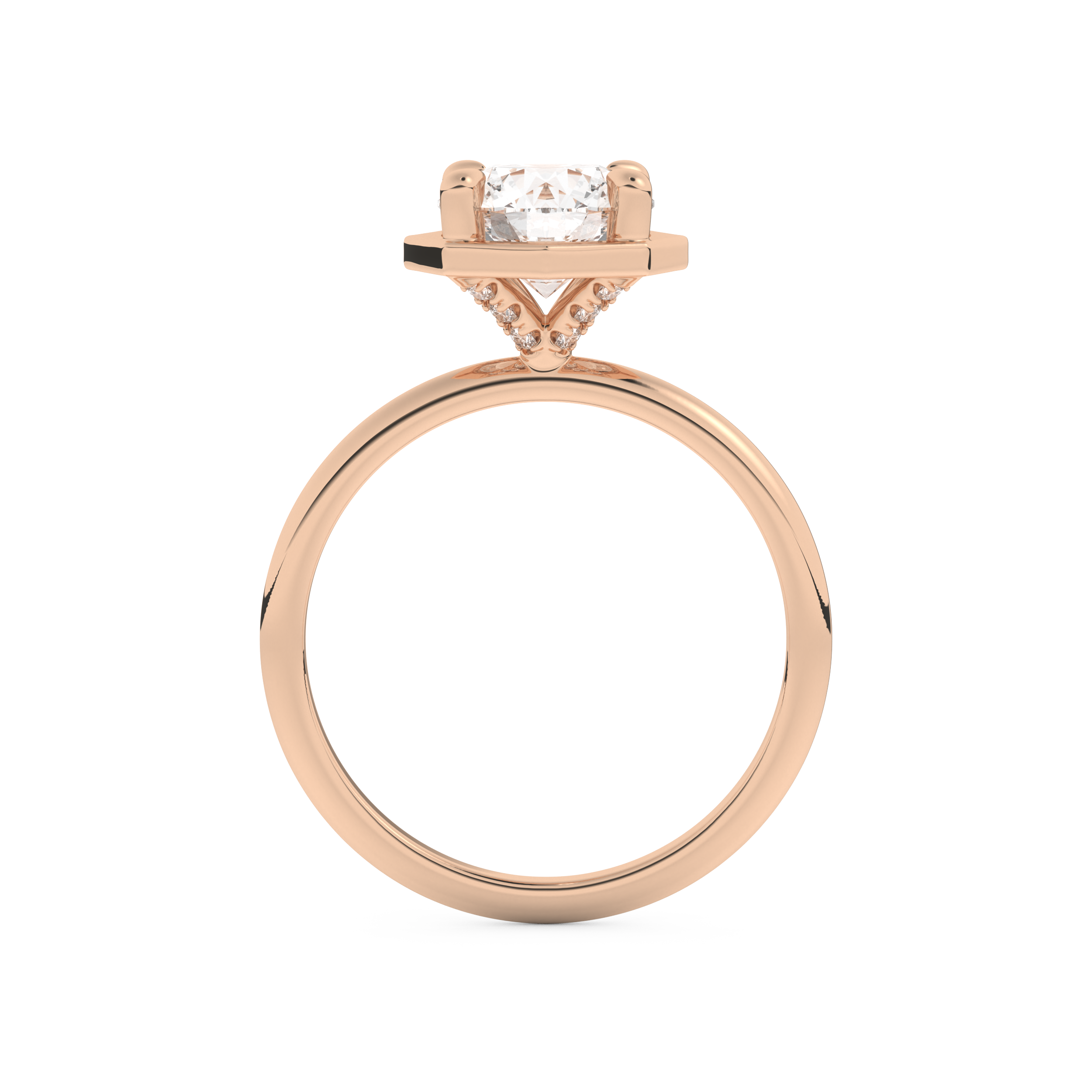 Round Cut 1.5 Carat Bezel Moissanite Solitaire Ring – Pave Setting in Gold 17
