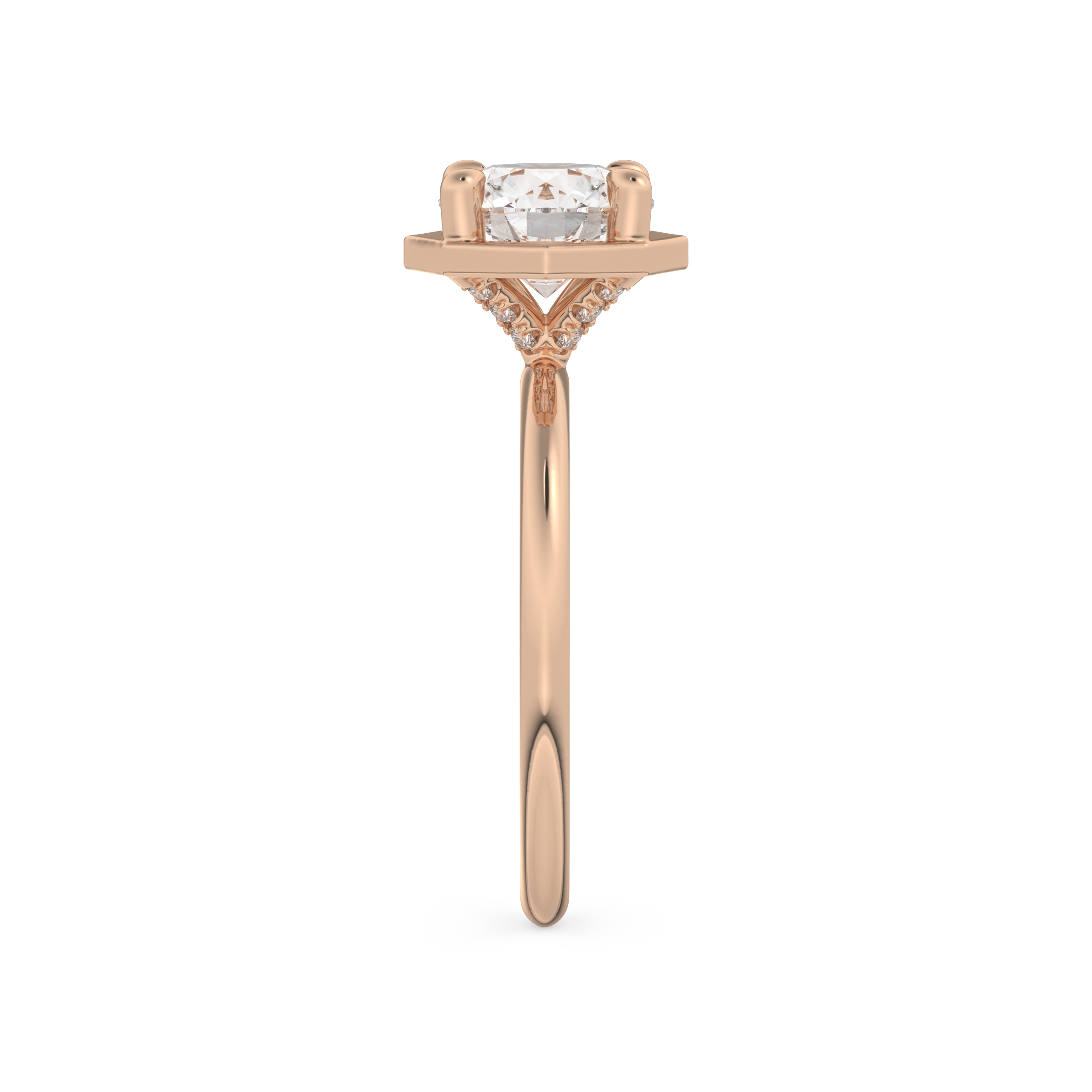 Round Cut 1.5 Carat Bezel Moissanite Solitaire Ring – Pave Setting in Gold 18