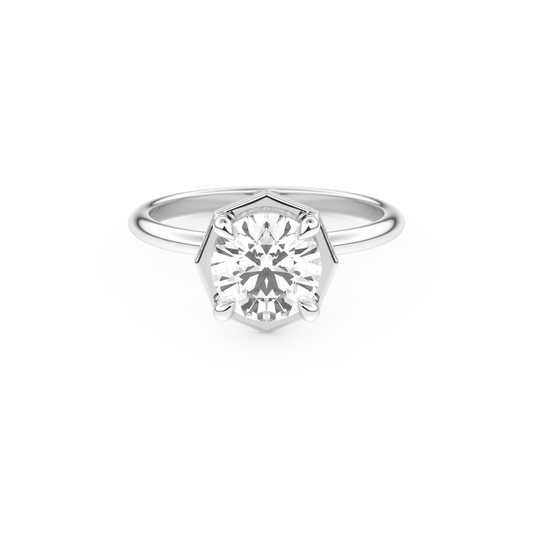 Round Cut 1.5 Carat Bezel Moissanite Solitaire Ring – Pave Setting in Gold 1