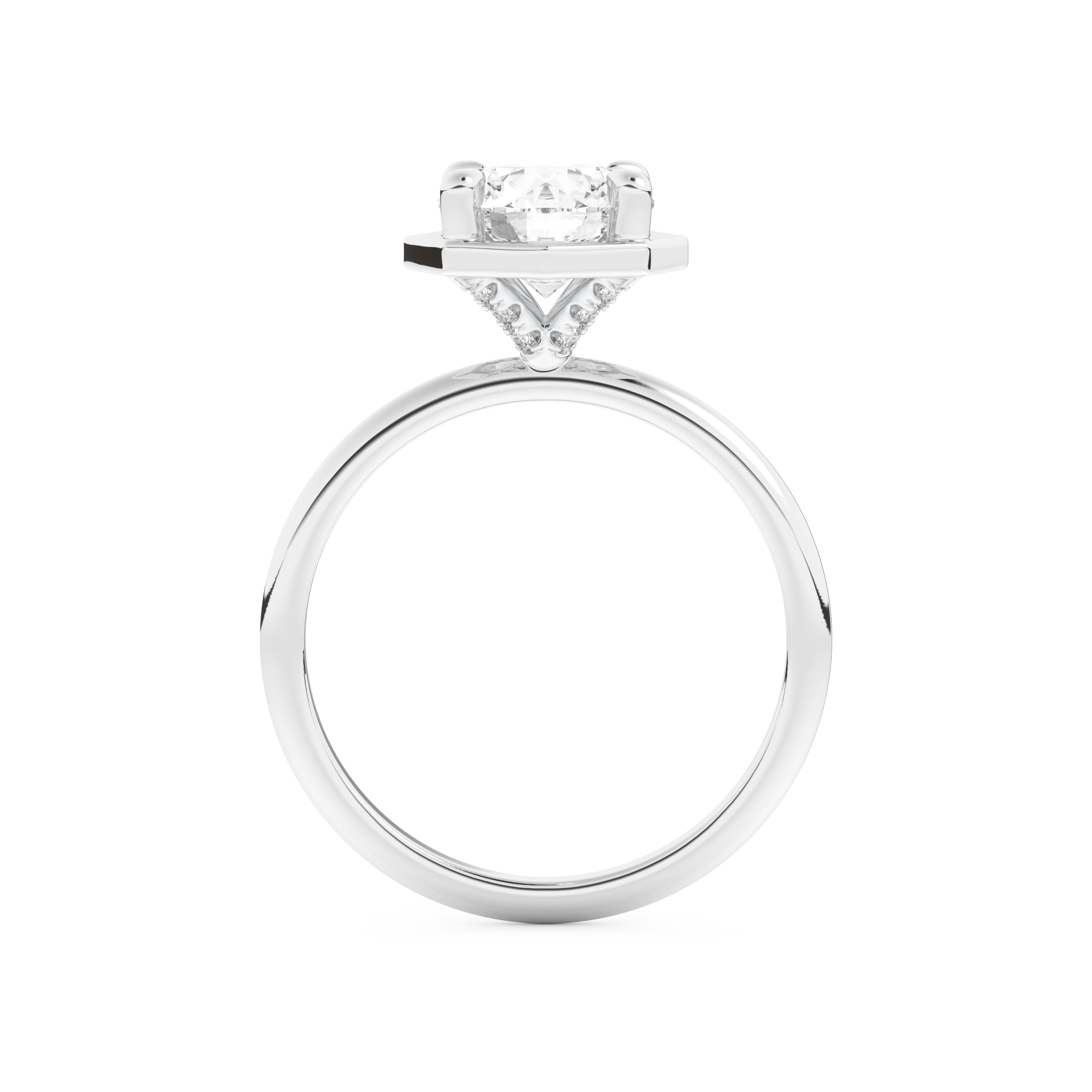 Round Cut 1.5 Carat Bezel Moissanite Solitaire Ring – Pave Setting in Gold 4