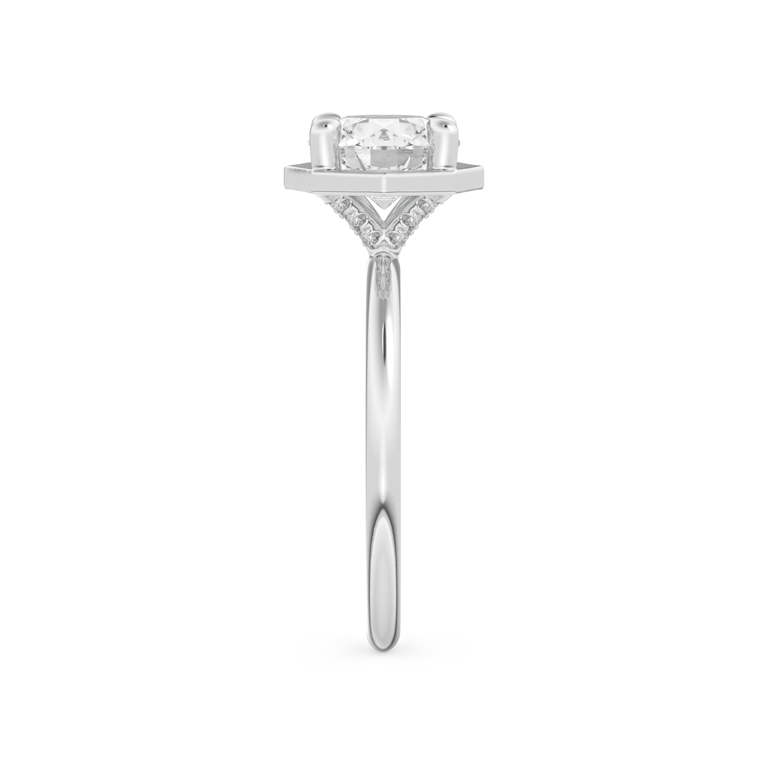 Round Cut 1.5 Carat Bezel Moissanite Solitaire Ring – Pave Setting in Gold 5