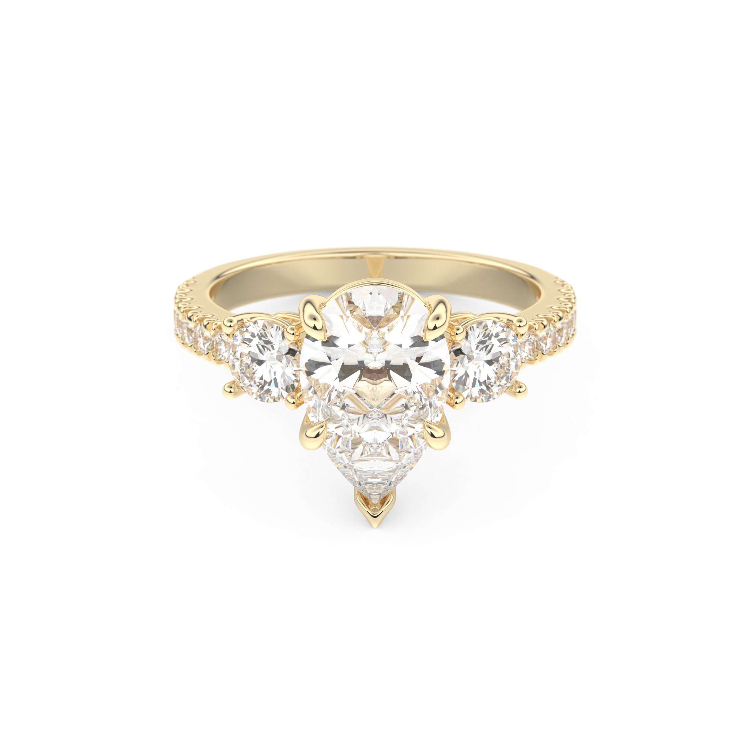 Pear Cut 2.0 Carat Moissanite Ring – Cluster Setting in Gold