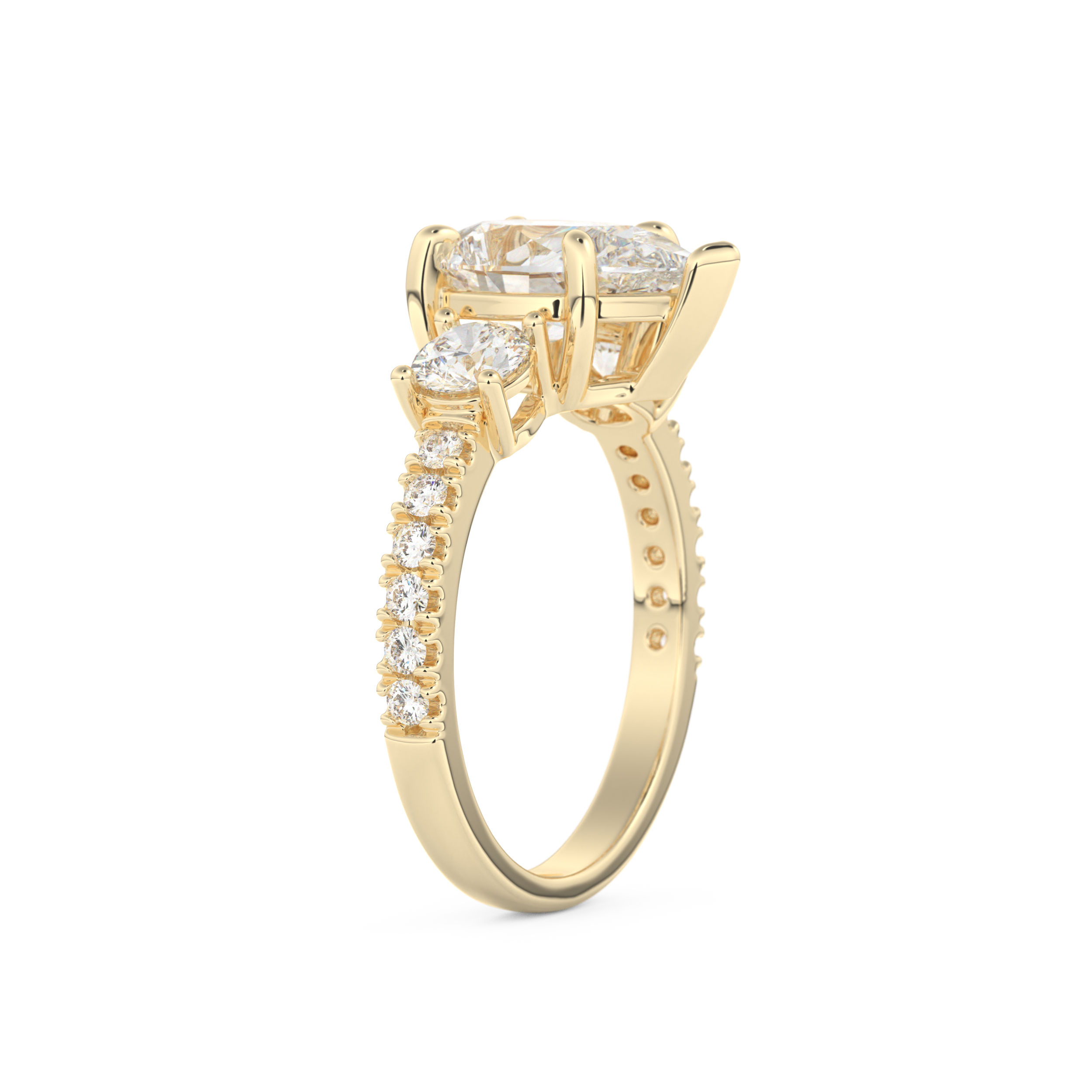 Pear Cut 2.0 Carat Moissanite Ring – Cluster Setting in Gold