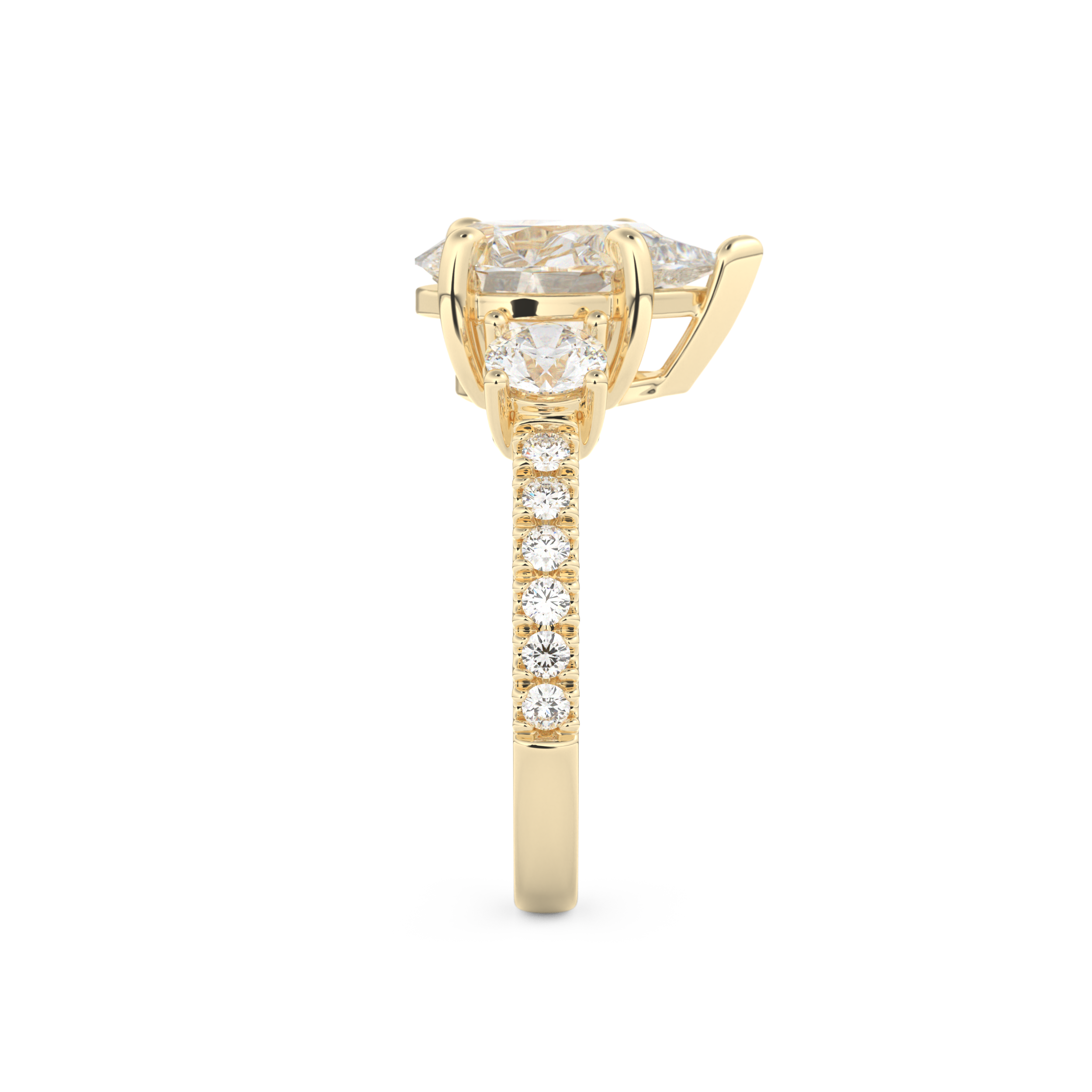 Pear Cut 2.0 Carat Moissanite Ring – Cluster Setting in Gold