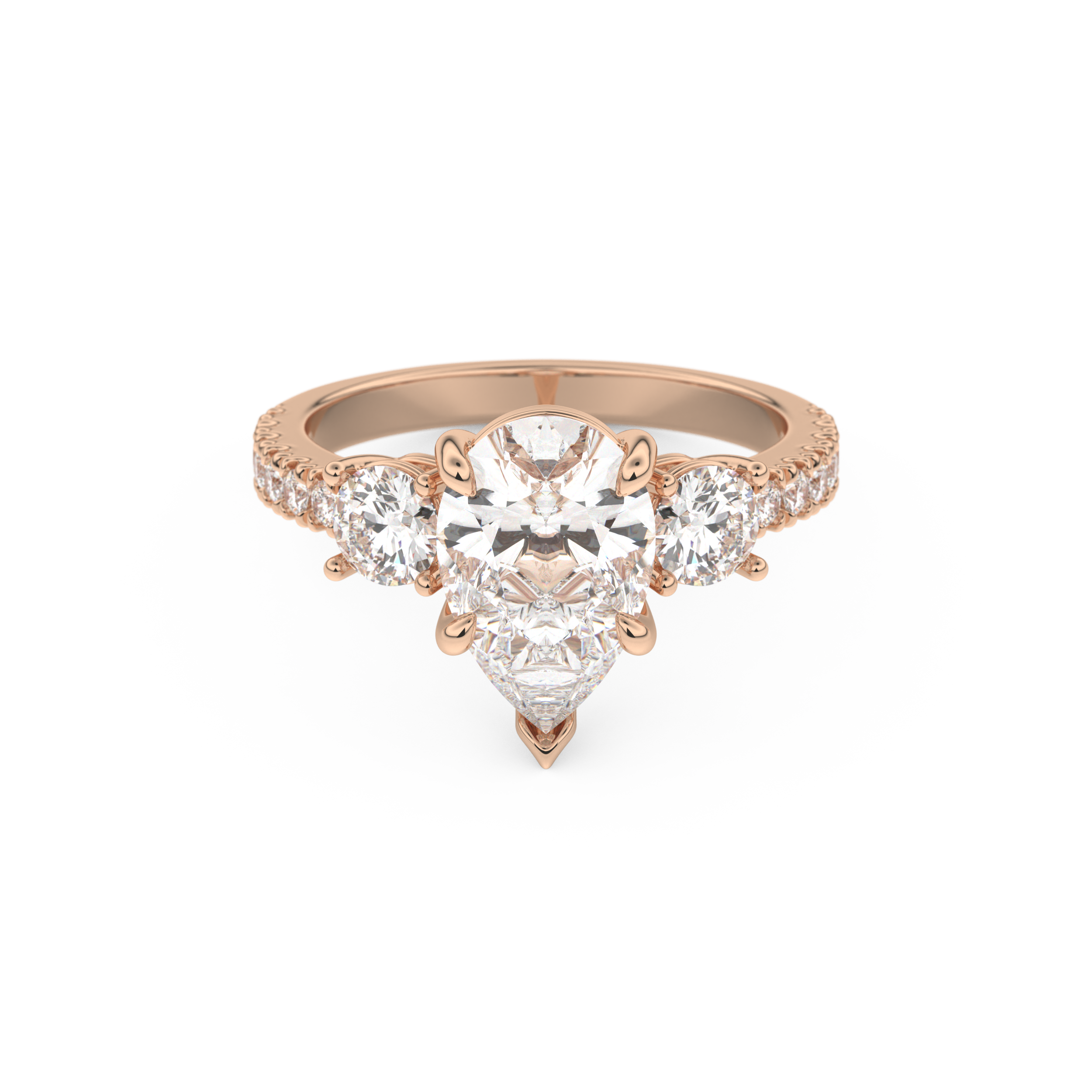 Pear Cut 2.0 Carat Moissanite Ring – Cluster Setting in Gold