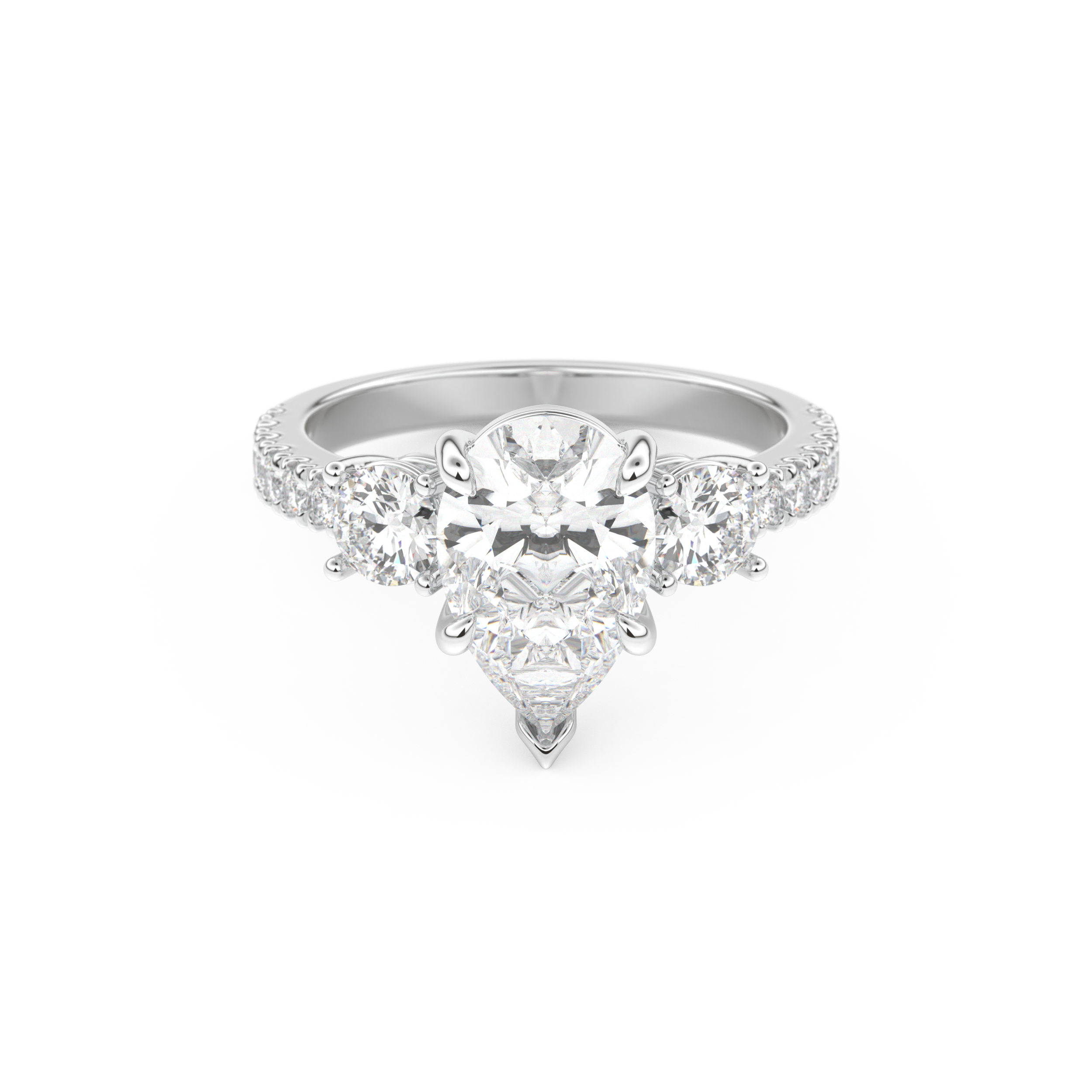 Pear Cut 2.0 Carat Moissanite Ring – Cluster Setting in Gold