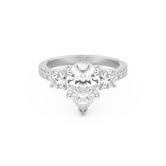 Pear Cut 2.0 Carat Moissanite Ring – Cluster Setting in Gold