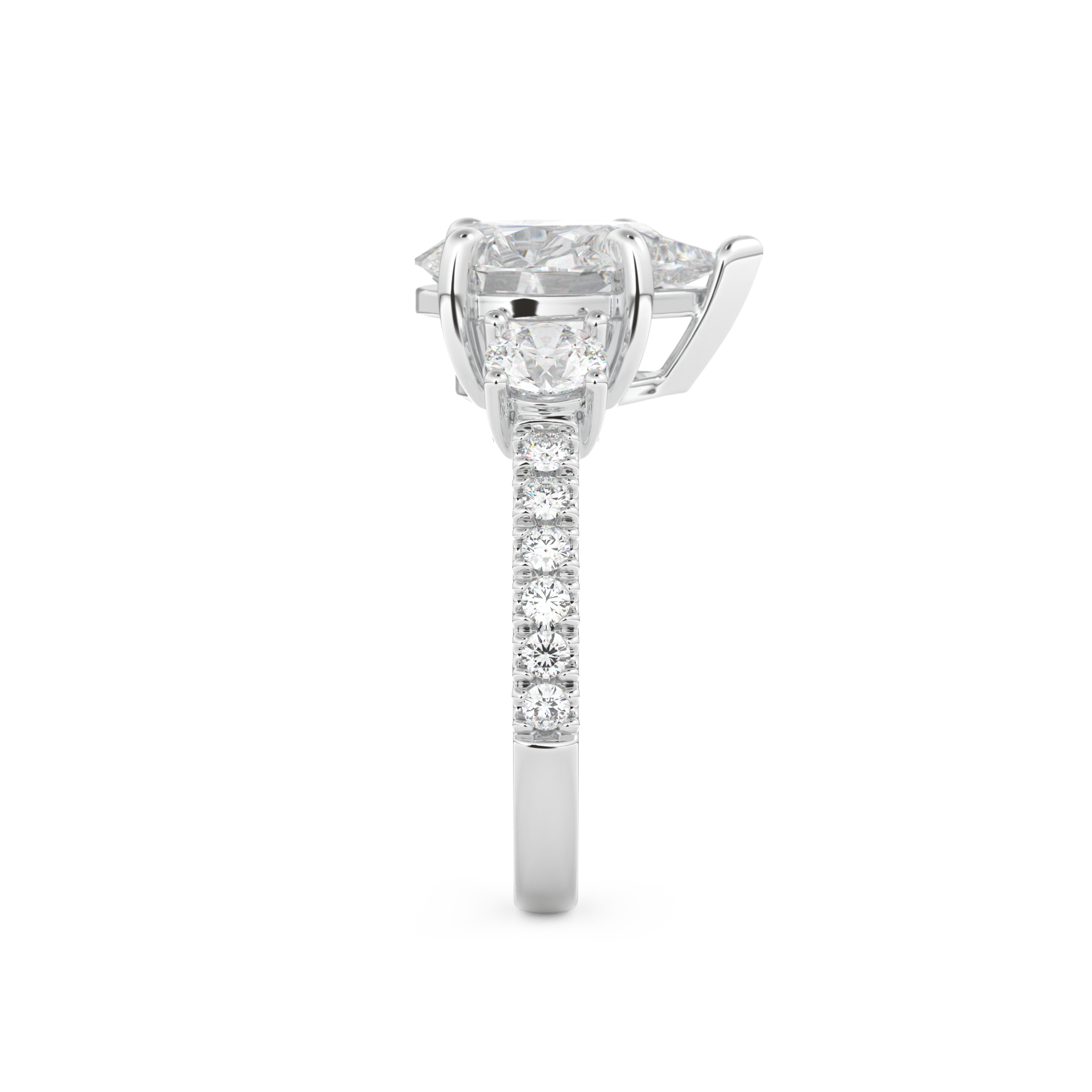 Pear Cut 2.0 Carat Moissanite Ring – Cluster Setting in Gold