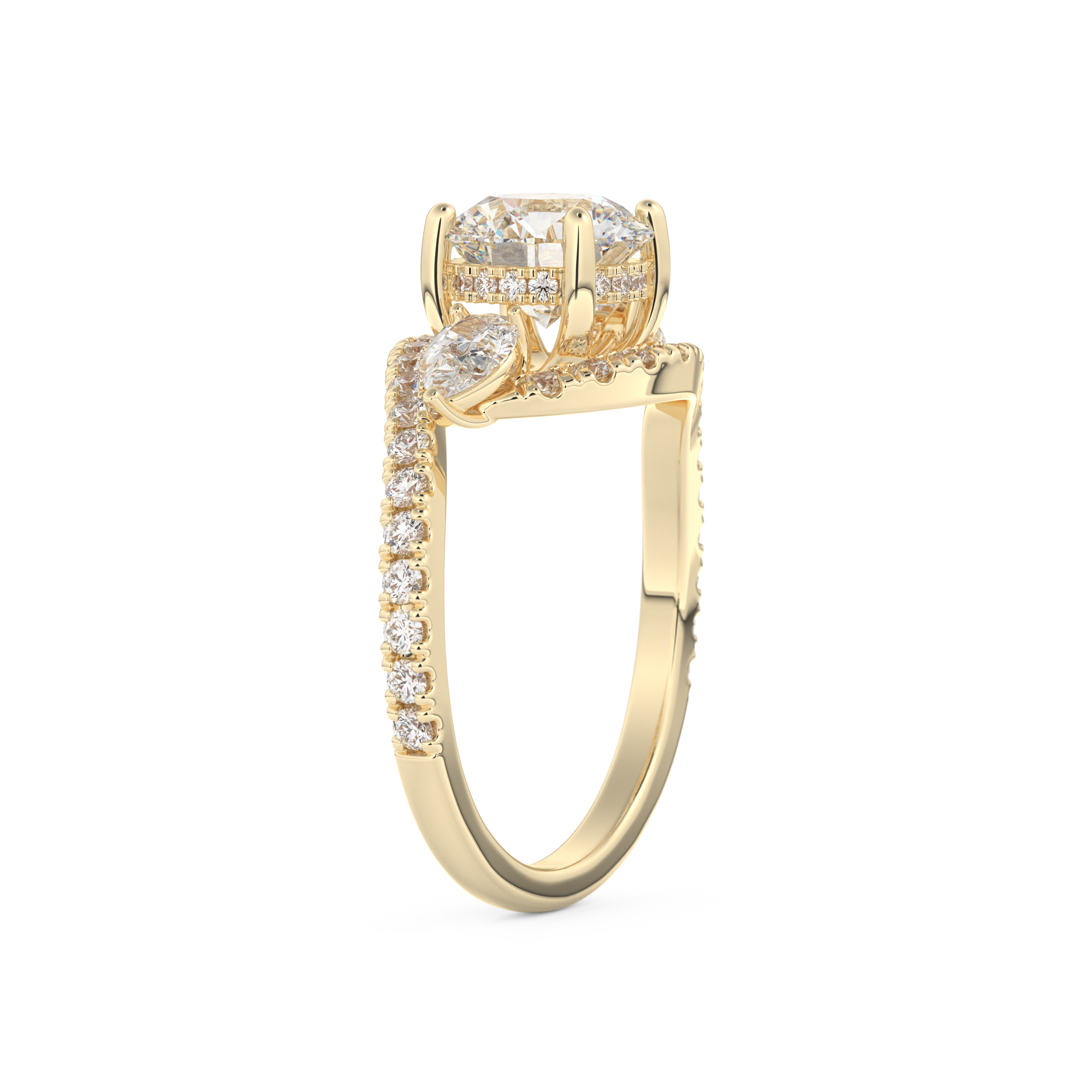 Round Cut 1.5 Carat Moissanite Ring – Cluster Setting in Gold