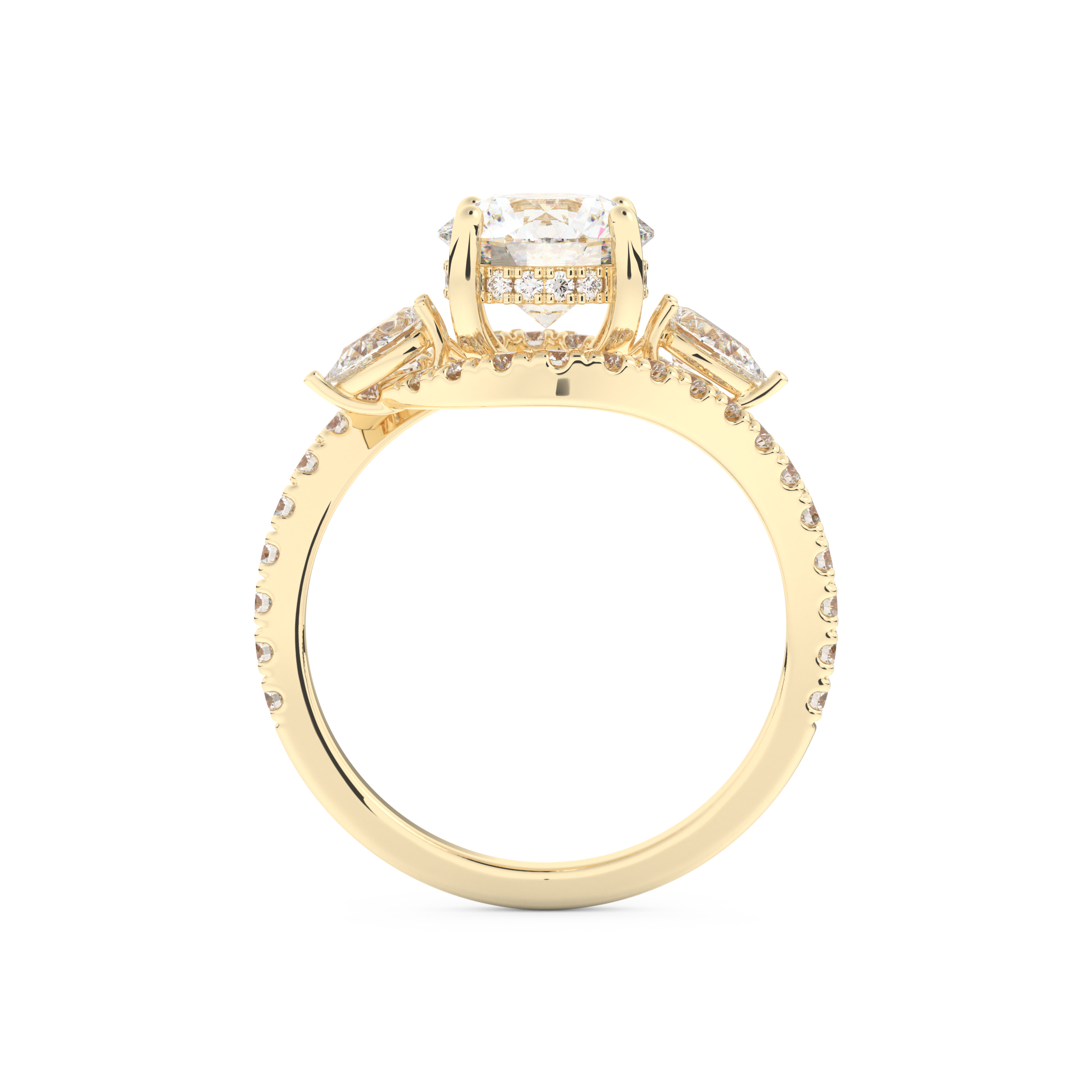 Round Cut 1.5 Carat Moissanite Ring – Cluster Setting in Gold