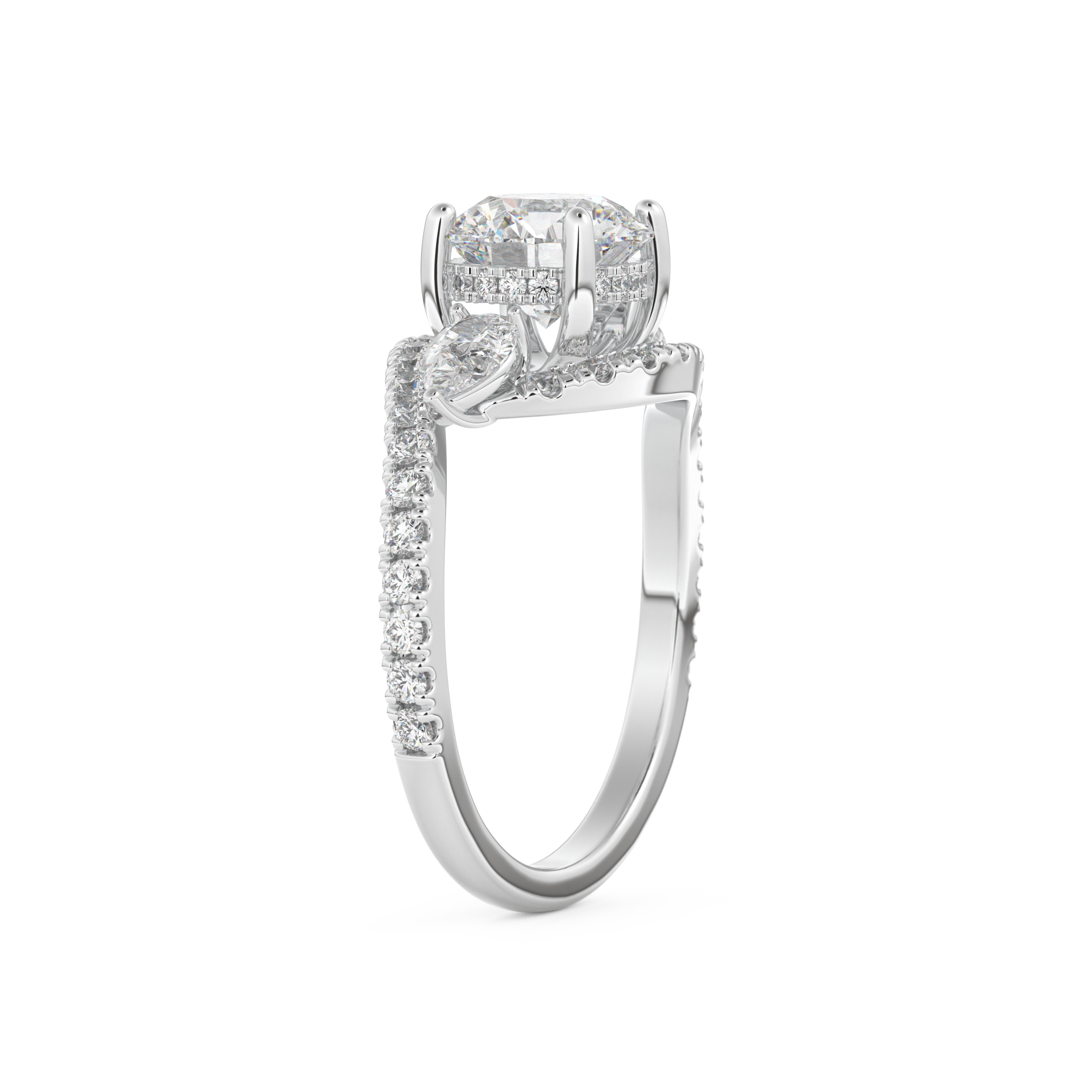 Round Cut 1.5 Carat Moissanite Ring – Cluster Setting in Gold