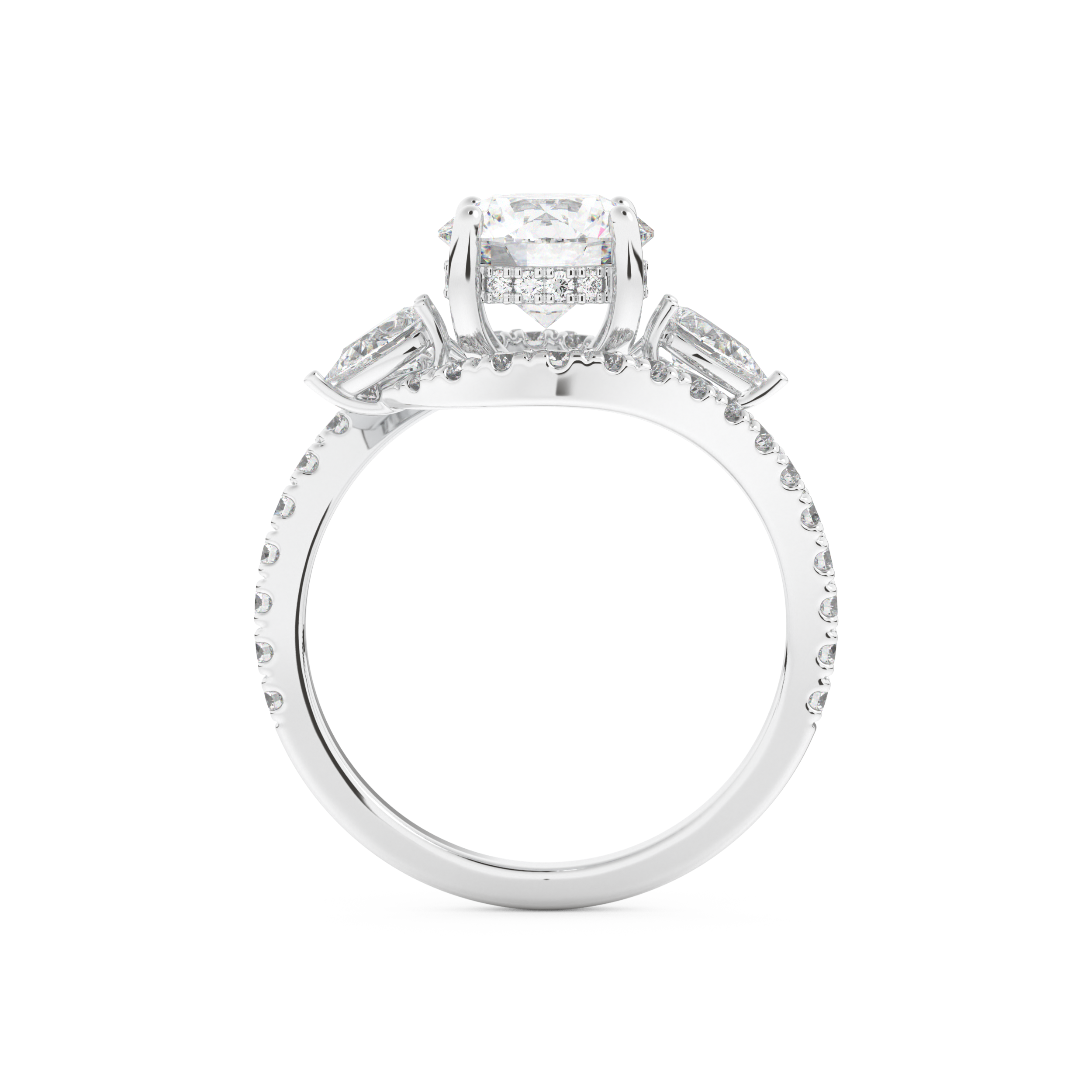 Round Cut 1.5 Carat Moissanite Ring – Cluster Setting in Gold
