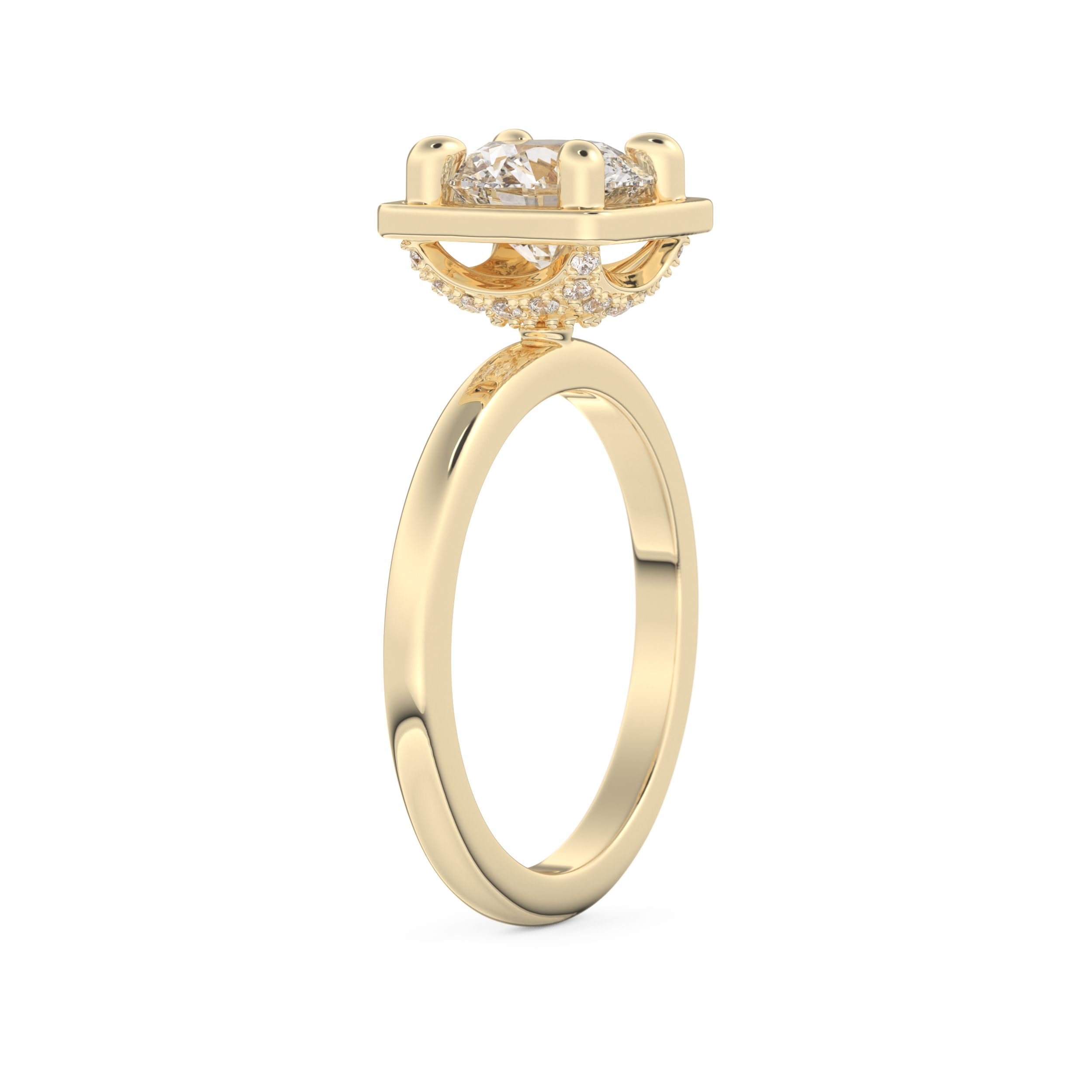 Round Cut 1.5 Carat Moissanite Ring – Pave Setting in Gold