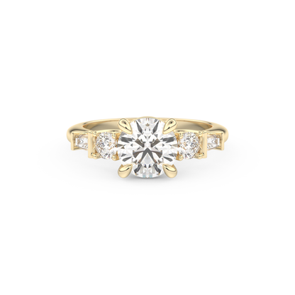 Round Cut 1.5 Carat Moissanite Ring – Cluster Setting in Gold