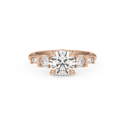 Round Cut 1.5 Carat Moissanite Ring – Cluster Setting in Gold