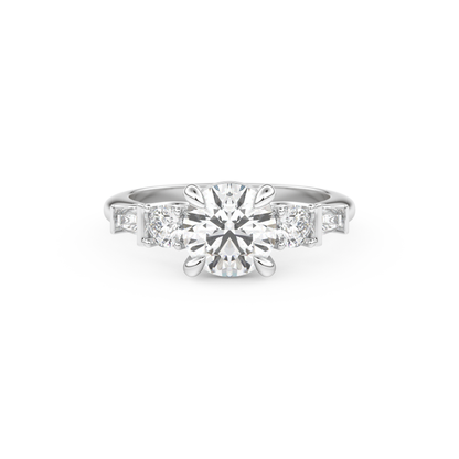 Round Cut 1.5 Carat Moissanite Ring – Cluster Setting in Gold