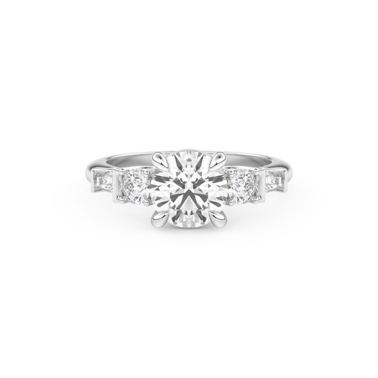 Round Cut 1.5 Carat Moissanite Ring – Cluster Setting in Gold