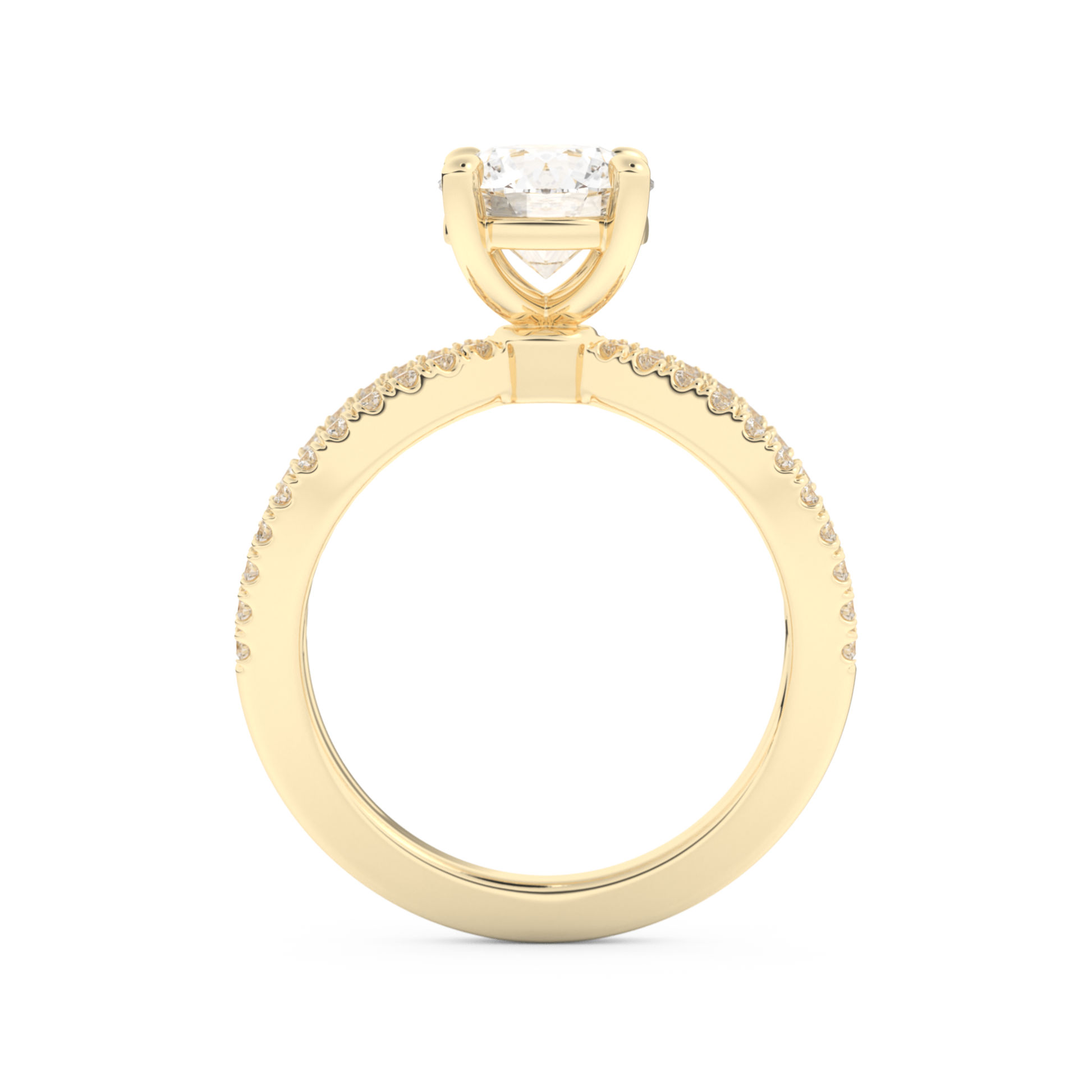 Round Cut 1.5 Carat Moissanite Ring – Pave & Split Shank Setting in Gold