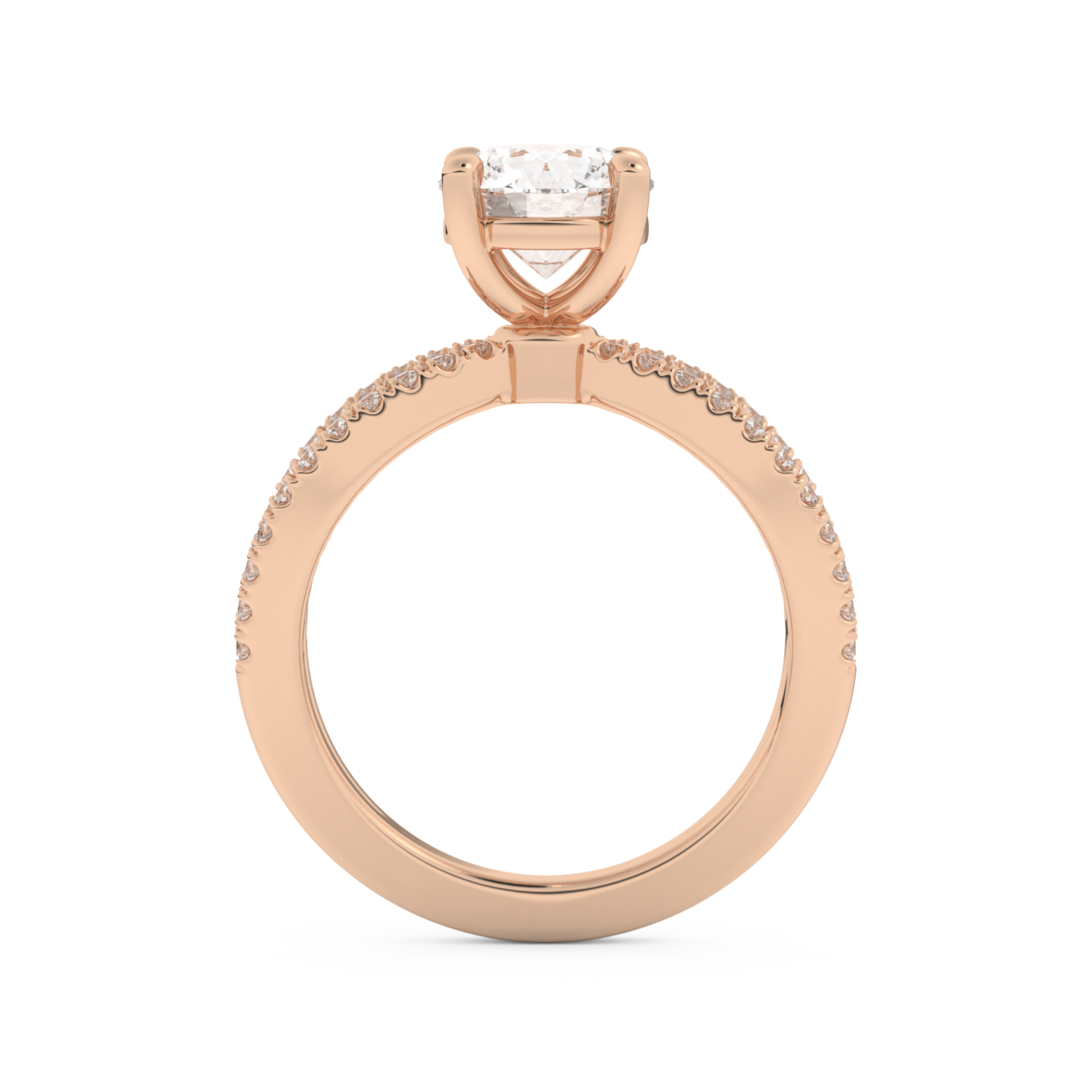 Round Cut 1.5 Carat Moissanite Ring – Pave & Split Shank Setting in Gold