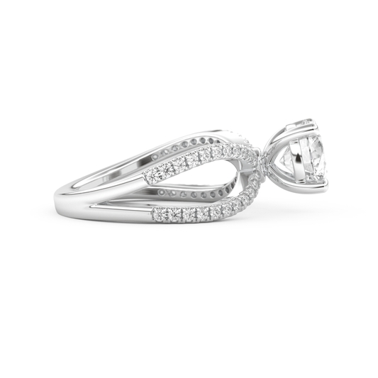 Round Cut 1.5 Carat Moissanite Ring – Pave & Split Shank Setting in Gold