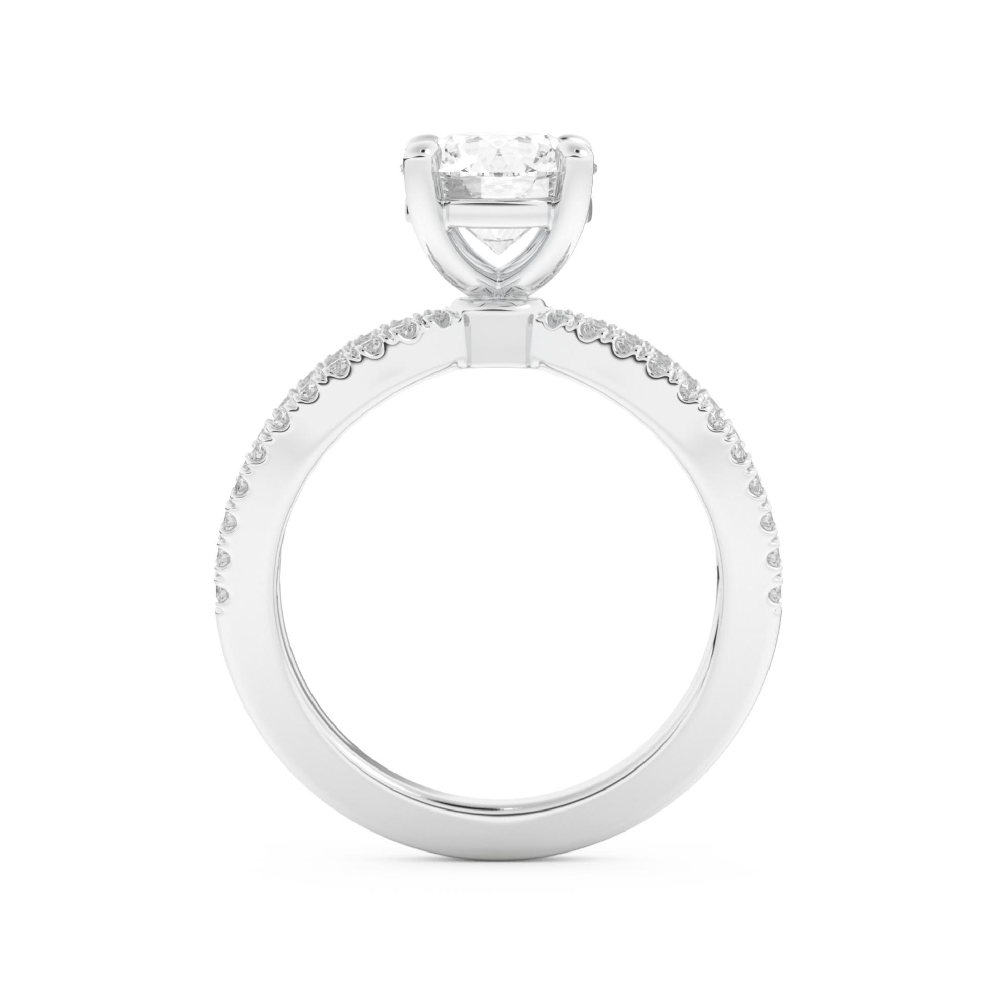 Round Cut 1.5 Carat Moissanite Ring – Pave & Split Shank Setting in Gold