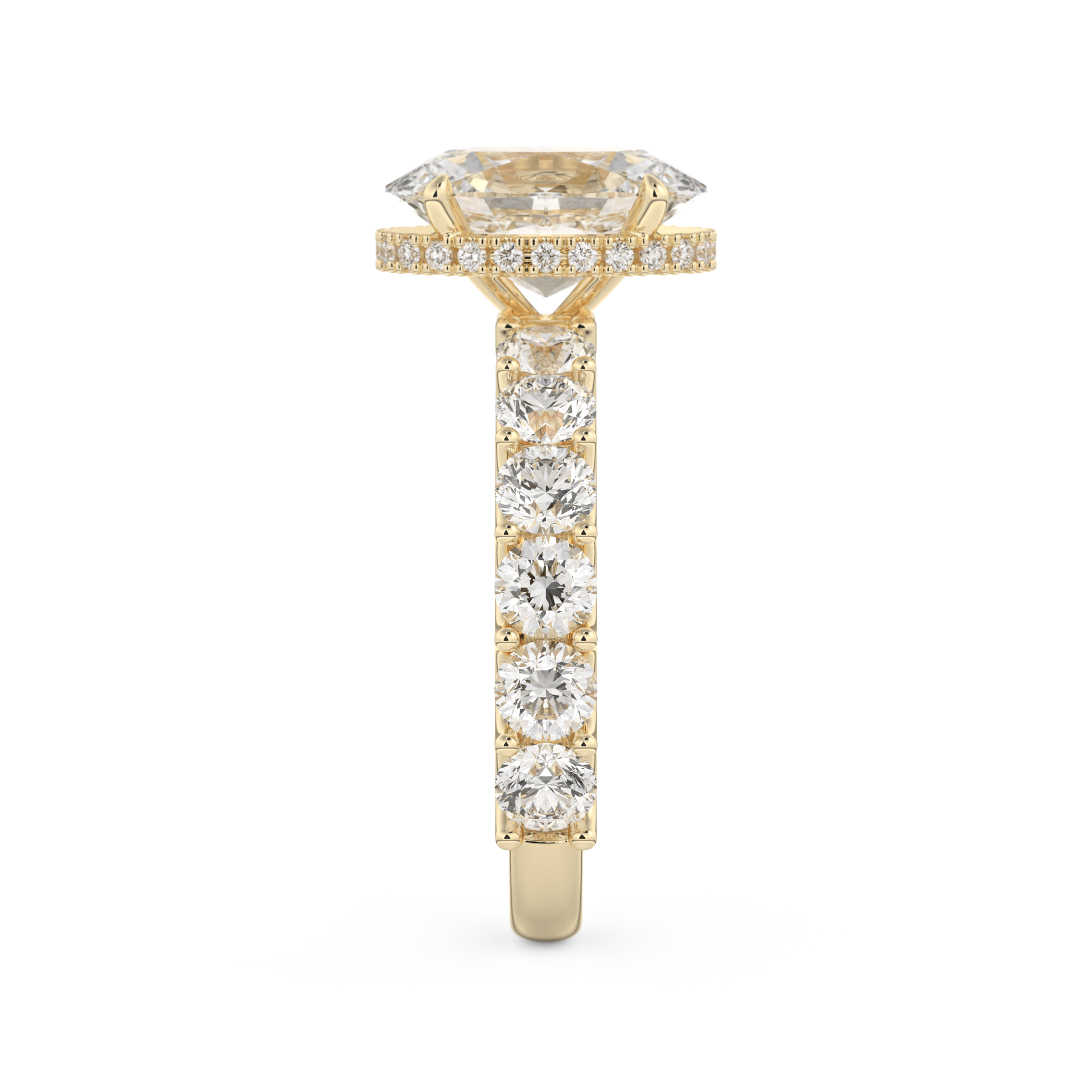 Oval Cut 2.5 Carat Moissanite Ring – Pave & Hidden Halo Setting in Gold