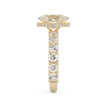 Oval Cut 2.5 Carat Moissanite Ring – Pave & Hidden Halo Setting in Gold