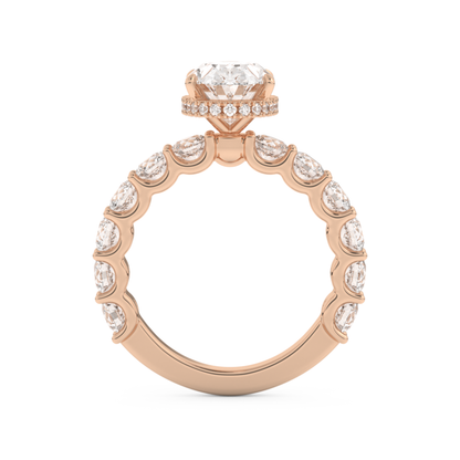 Oval Cut 2.5 Carat Moissanite Ring – Pave & Hidden Halo Setting in Gold