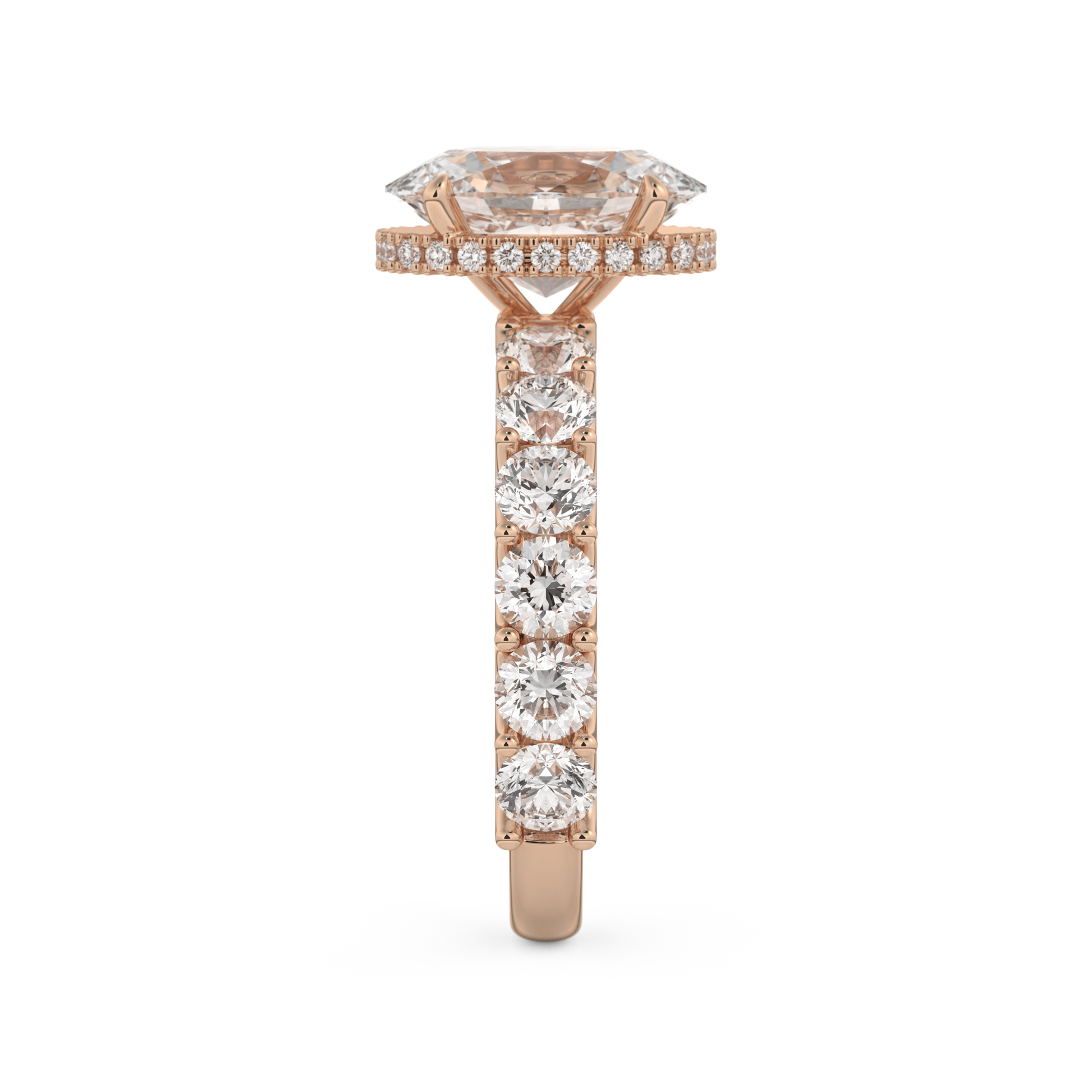 Oval Cut 2.5 Carat Moissanite Ring – Pave & Hidden Halo Setting in Gold