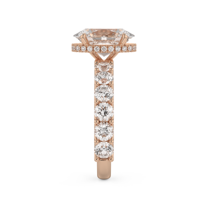 Oval Cut 2.5 Carat Moissanite Ring – Pave & Hidden Halo Setting in Gold