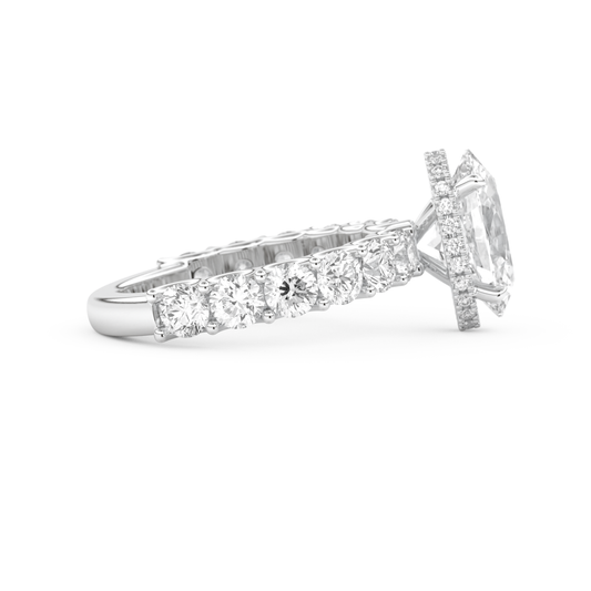 Oval Cut 2.5 Carat Moissanite Ring – Pave & Hidden Halo Setting in Gold