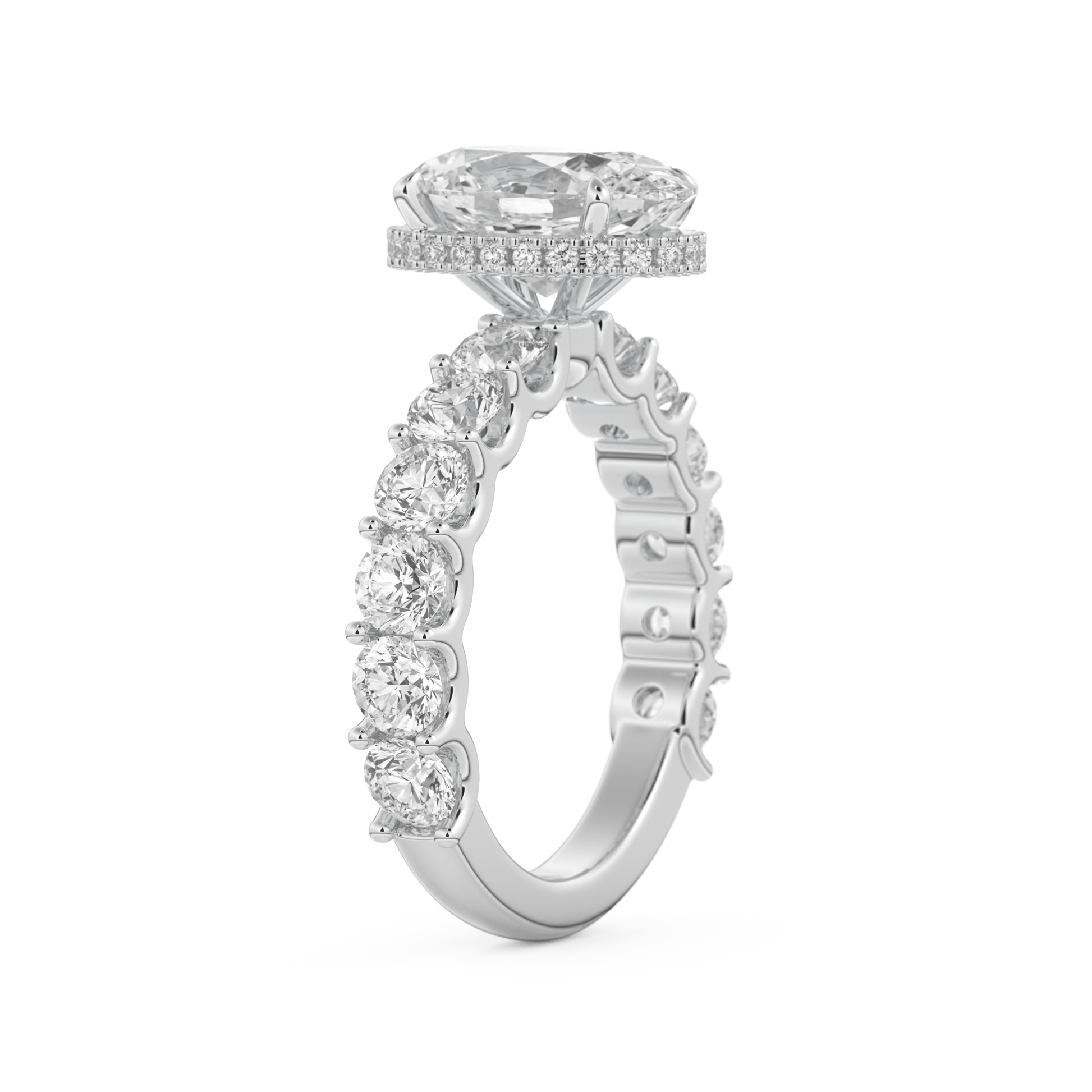 Oval Cut 2.5 Carat Moissanite Ring – Pave & Hidden Halo Setting in Gold