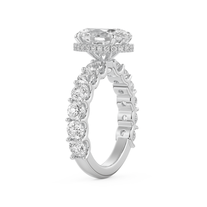 Oval Cut 2.5 Carat Moissanite Ring – Pave & Hidden Halo Setting in Gold