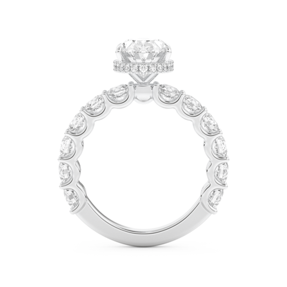 Oval Cut 2.5 Carat Moissanite Ring – Pave & Hidden Halo Setting in Gold