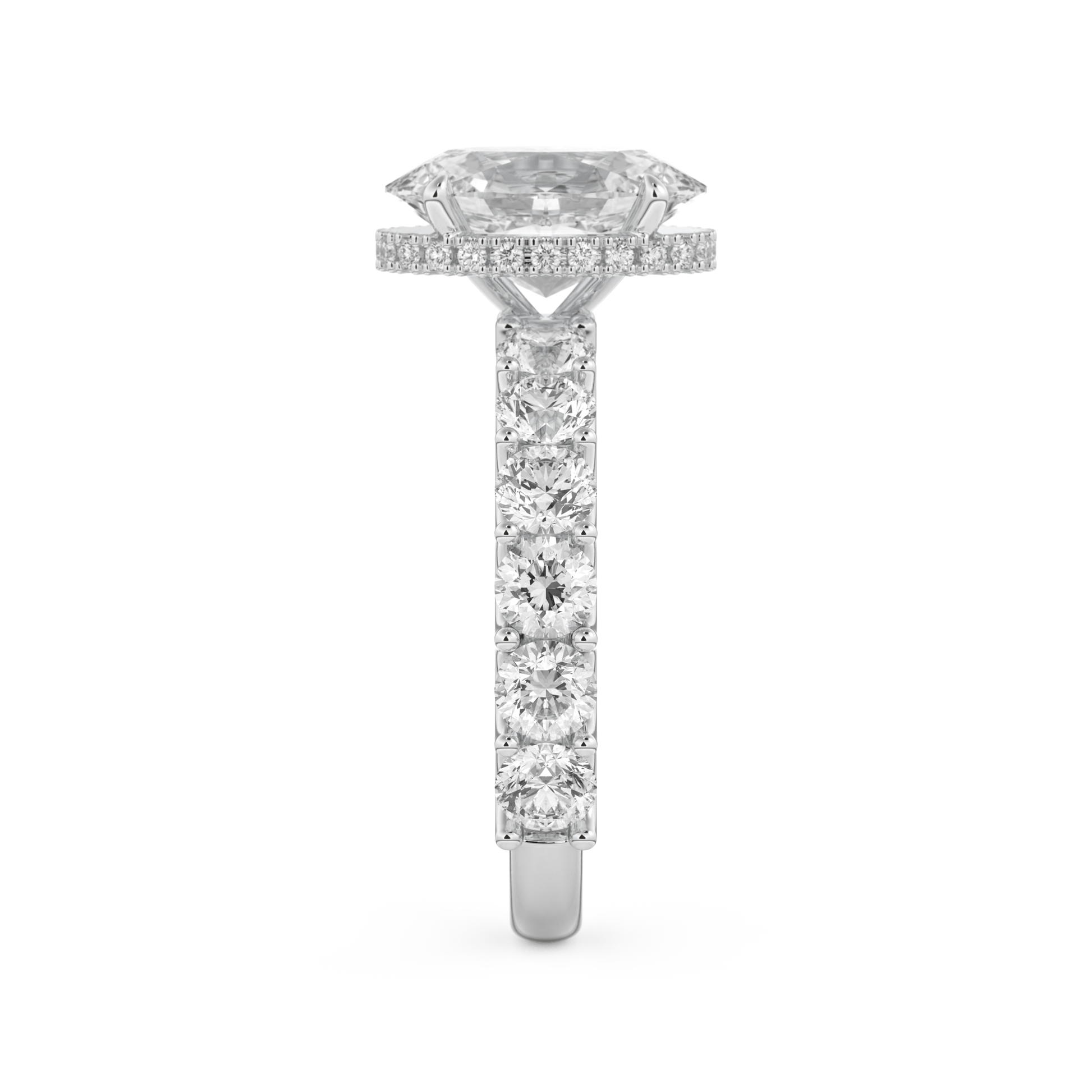 Oval Cut 2.5 Carat Moissanite Ring – Pave & Hidden Halo Setting in Gold