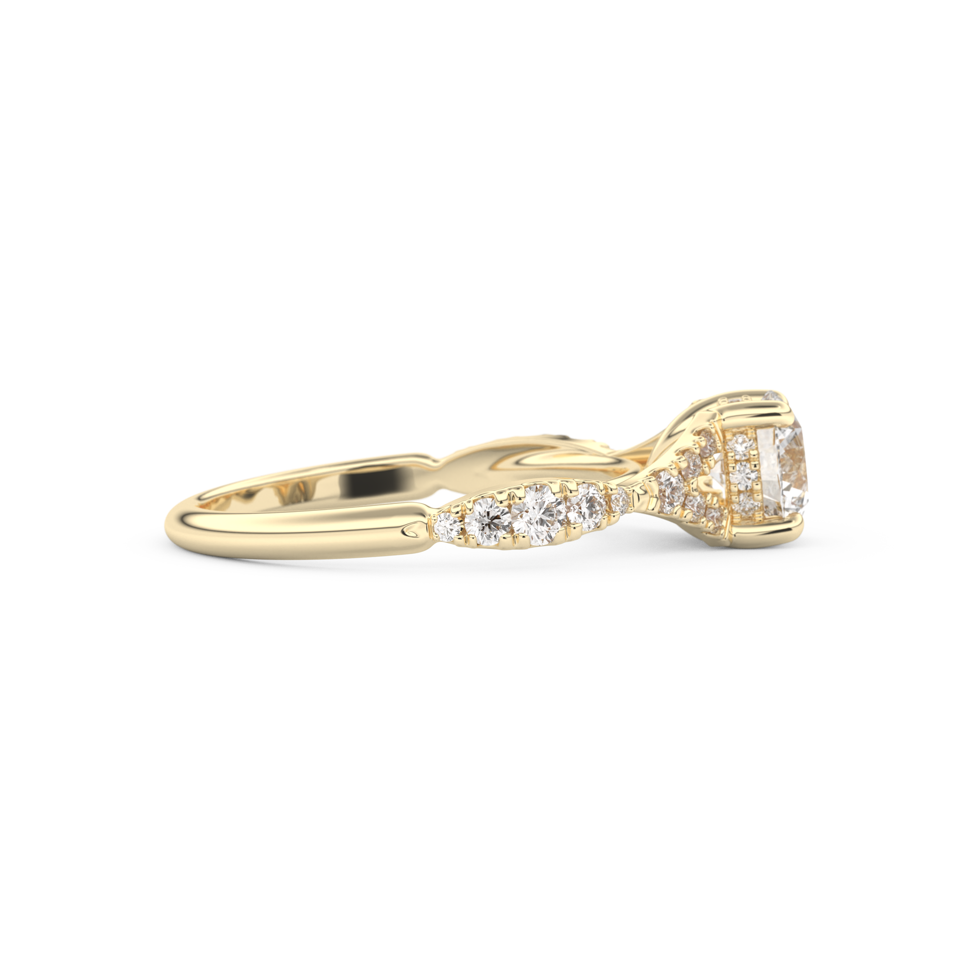 Round Cut 0.8 Carat Moissanite Ring – Pave & Split Shank Setting in Gold