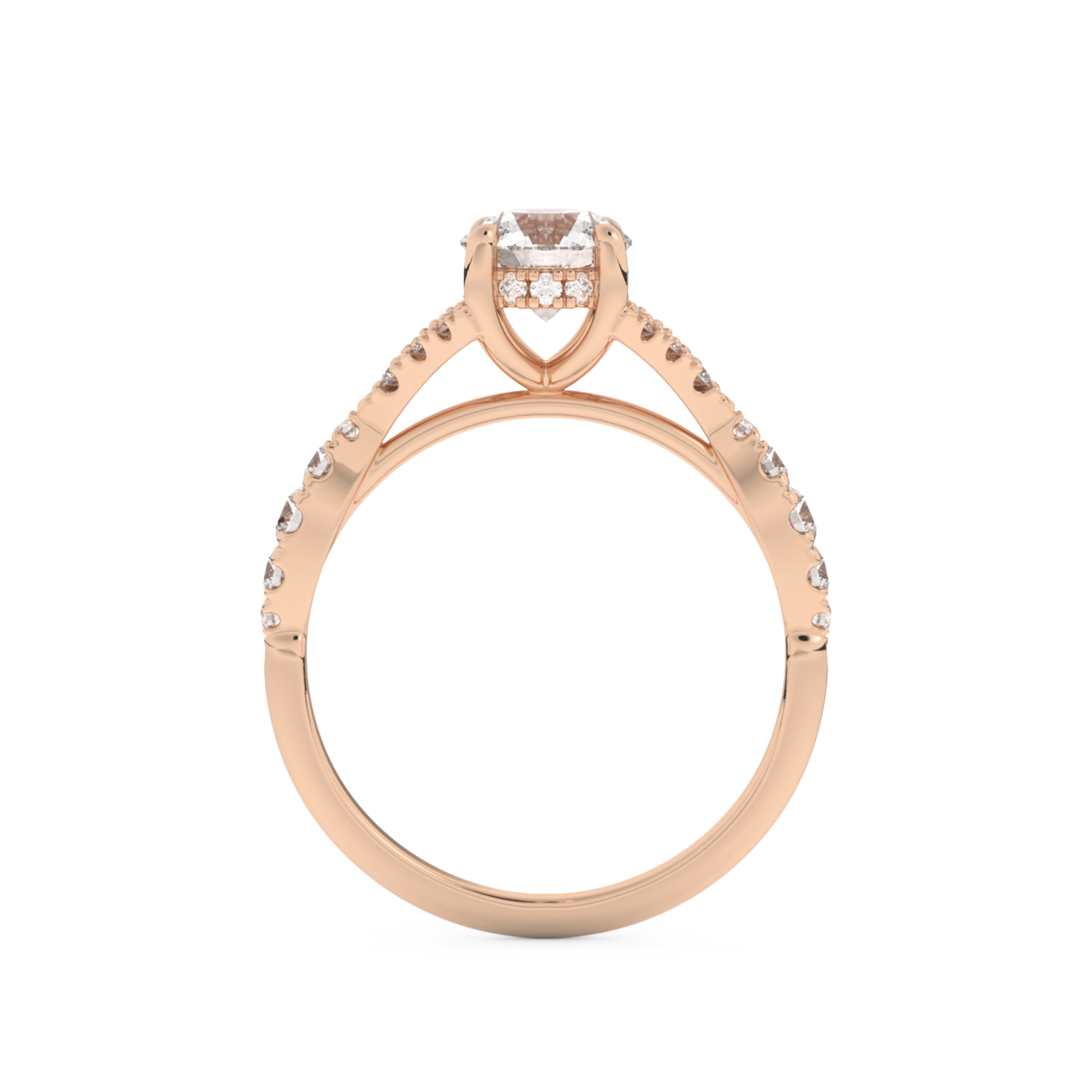 Round Cut 0.8 Carat Moissanite Ring – Pave & Split Shank Setting in Gold