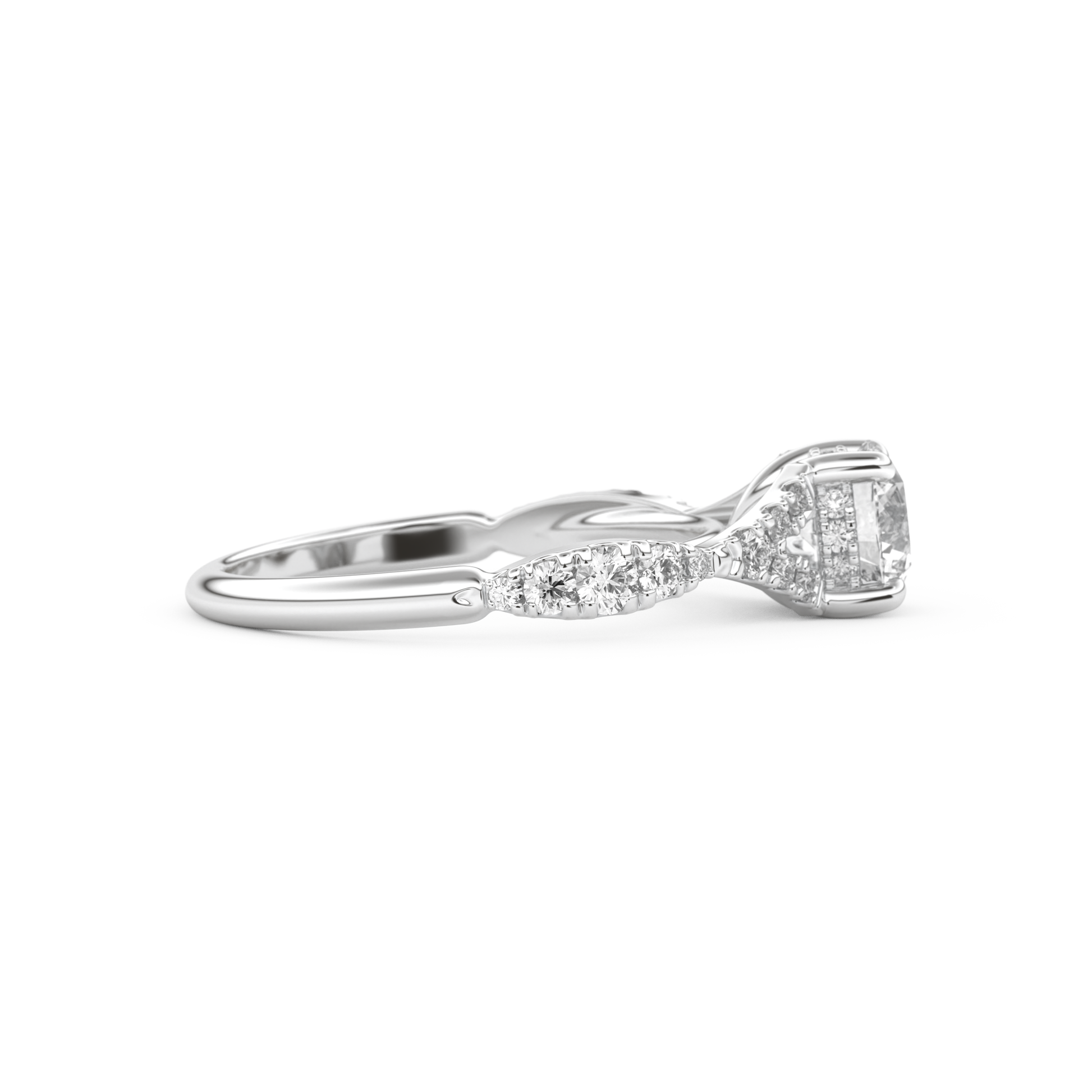 Round Cut 0.8 Carat Moissanite Ring – Pave & Split Shank Setting in Gold