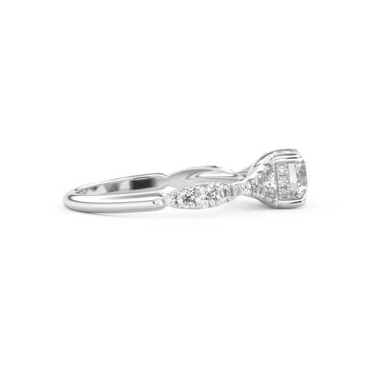 Round Cut 0.8 Carat Moissanite Ring – Pave & Split Shank Setting in Gold