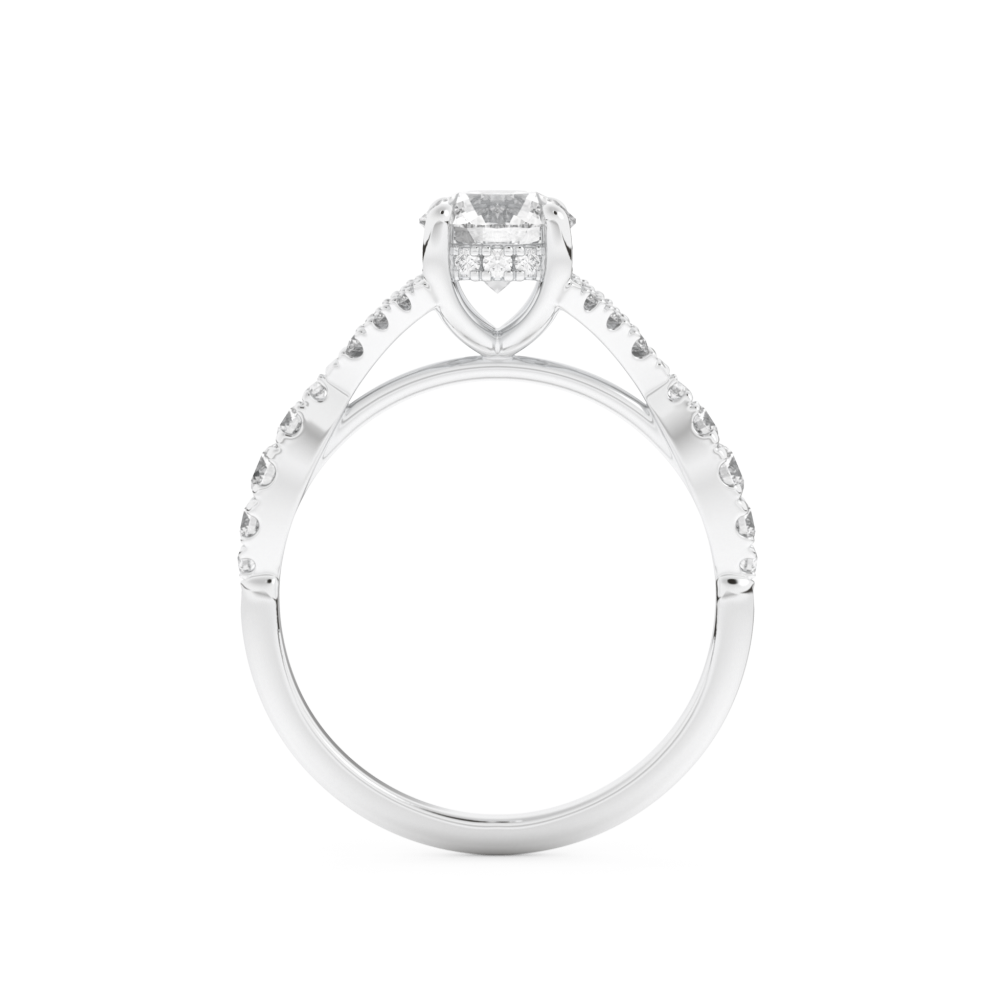 Round Cut 0.8 Carat Moissanite Ring – Pave & Split Shank Setting in Gold