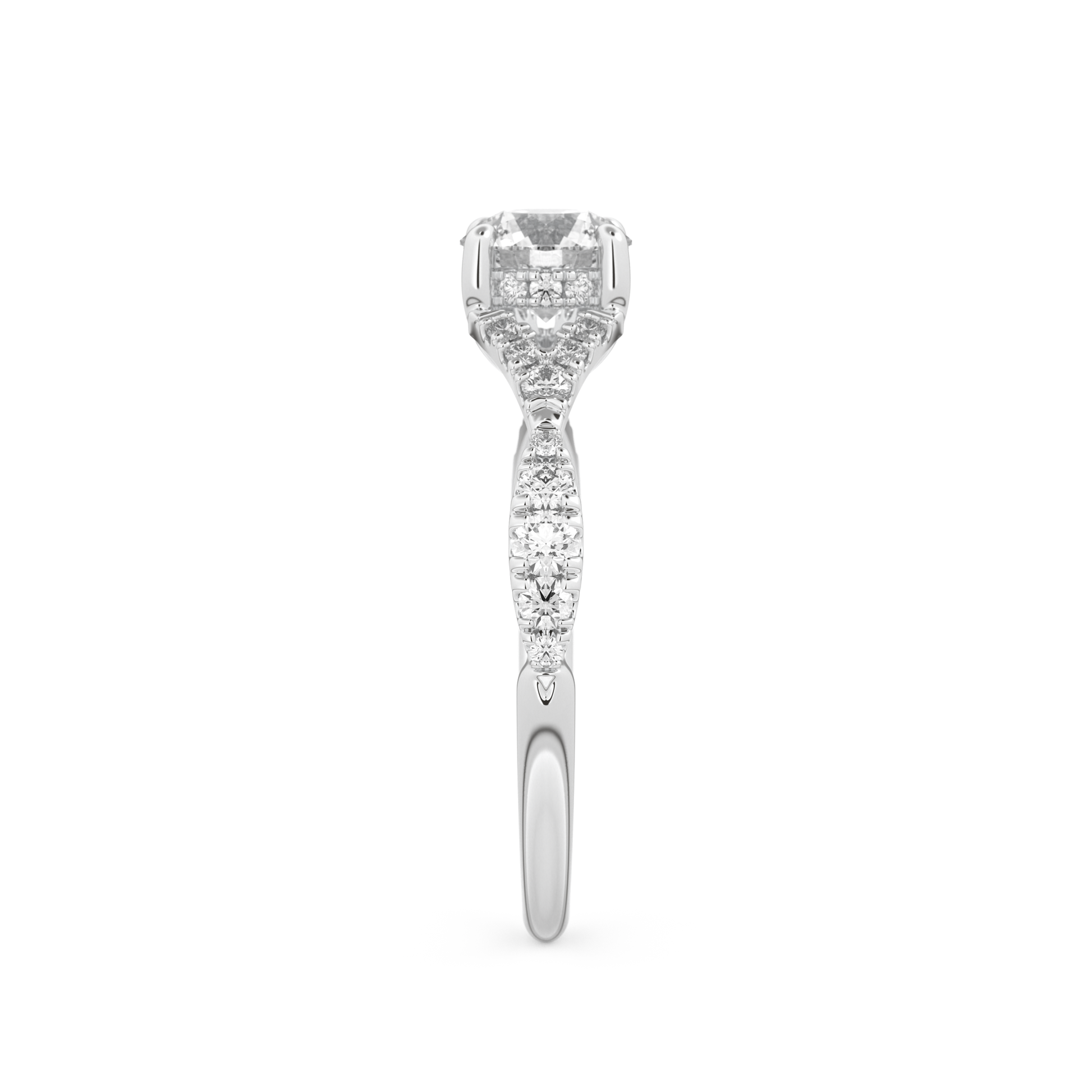 Round Cut 0.8 Carat Moissanite Ring – Pave & Split Shank Setting in Gold