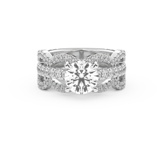 Round Cut 1.52 Carat Moissanite Ring – Triple Pave Setting in Gold