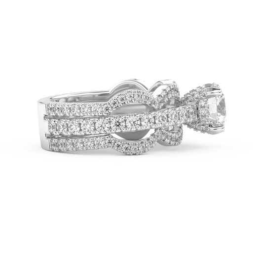 Round Cut 1.52 Carat Moissanite Ring – Triple Pave Setting in Gold