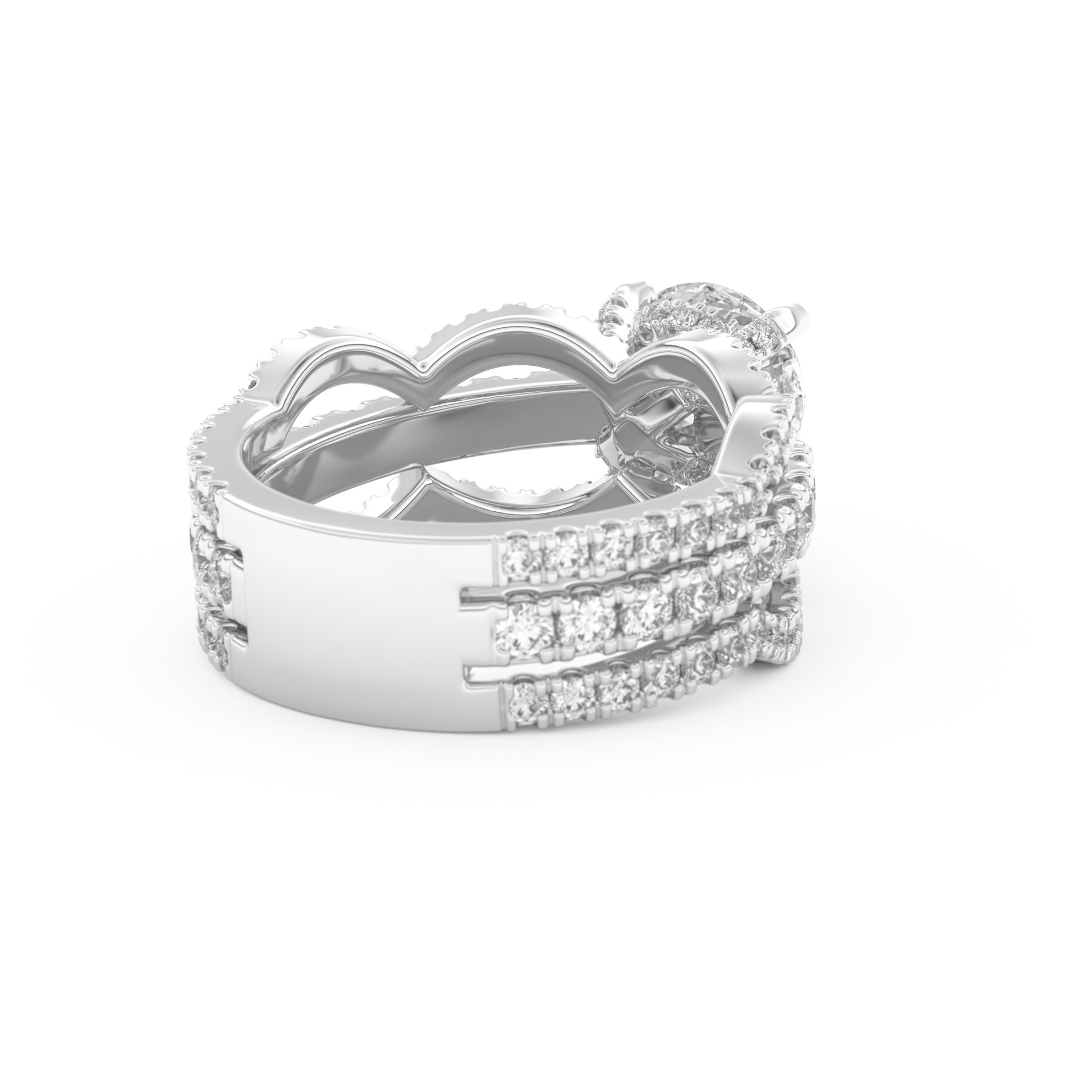 Round Cut 1.52 Carat Moissanite Ring – Triple Pave Setting in Gold