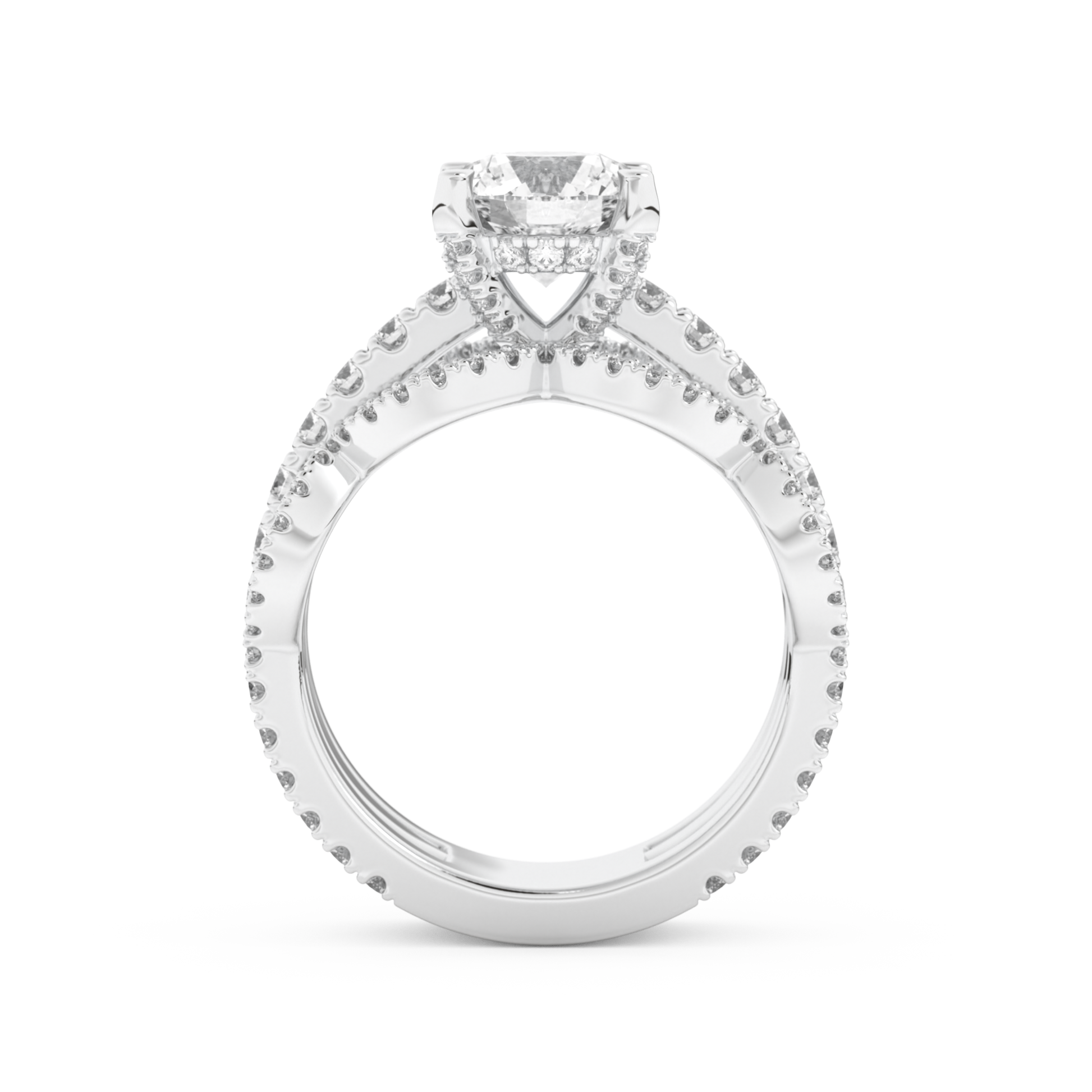 Round Cut 1.52 Carat Moissanite Ring – Triple Pave Setting in Gold