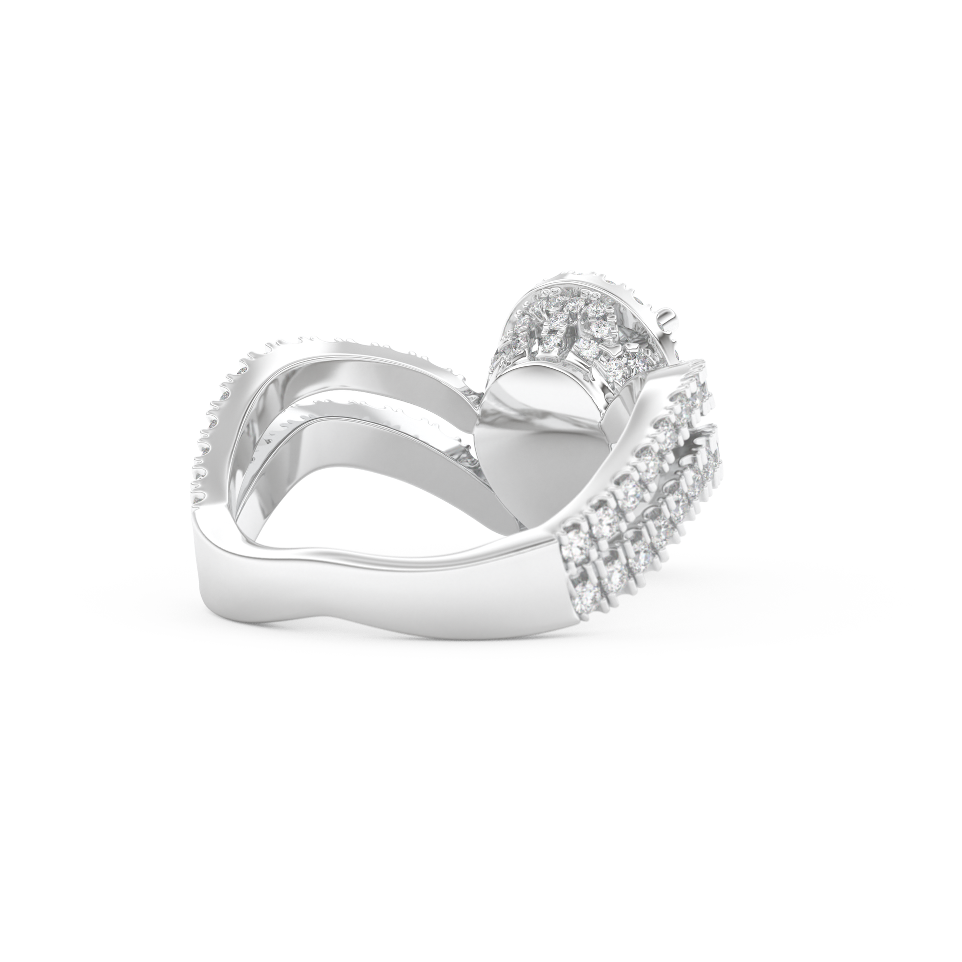 Pear Cut 1.5 Carat Moissanite Ring – Halo, Pave & Curved Shank Setting in Gold