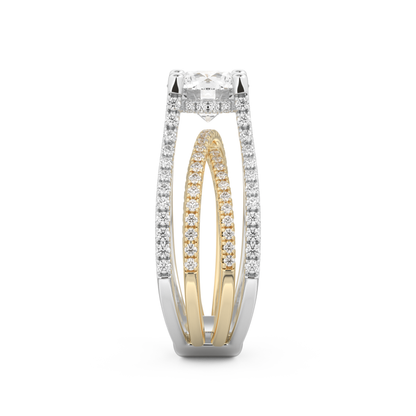 Round Cut 1.52 Carat Moissanite Ring – Pave & Split Shank Setting in Gold